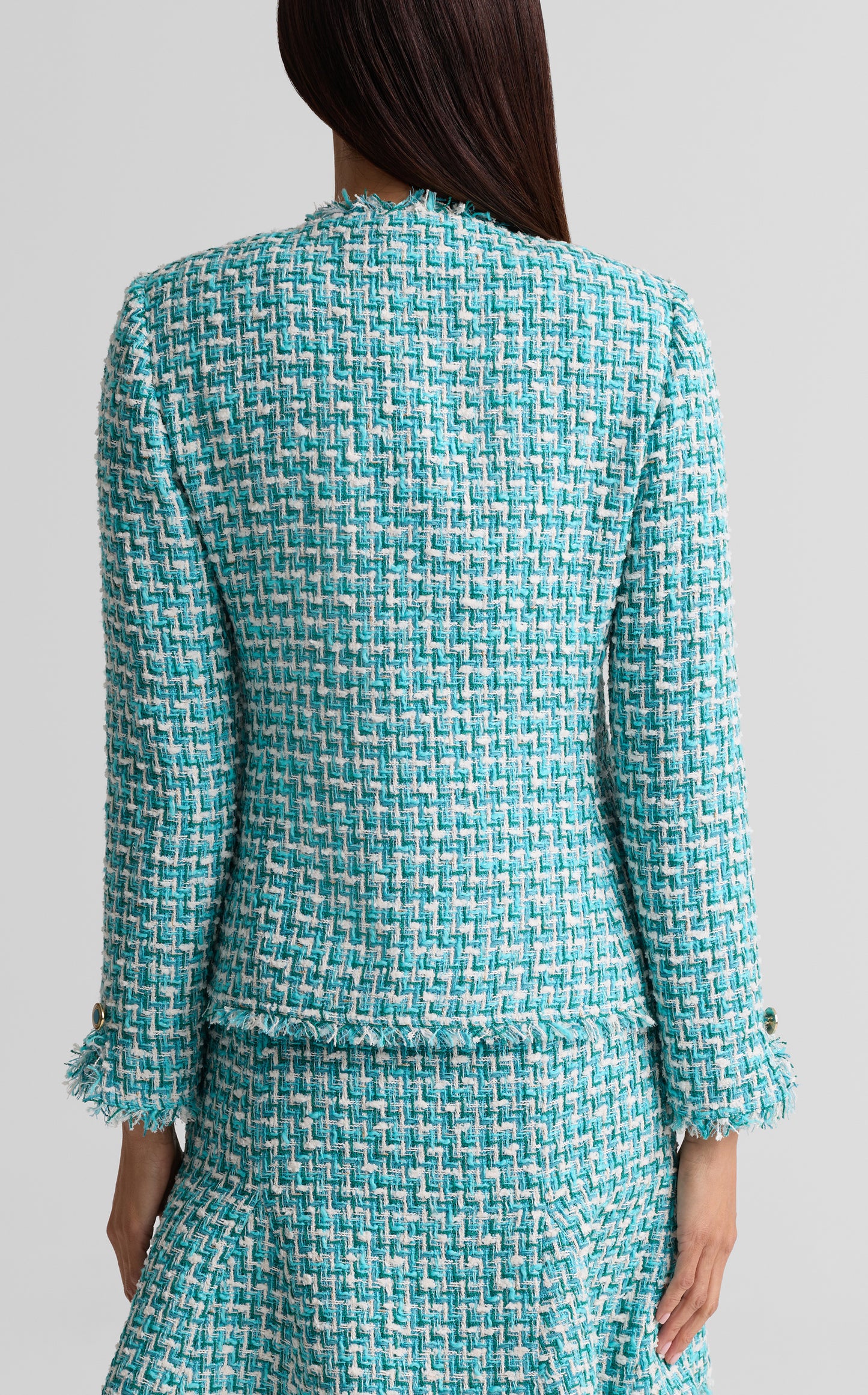 Frayed Trim Tweed Jacket