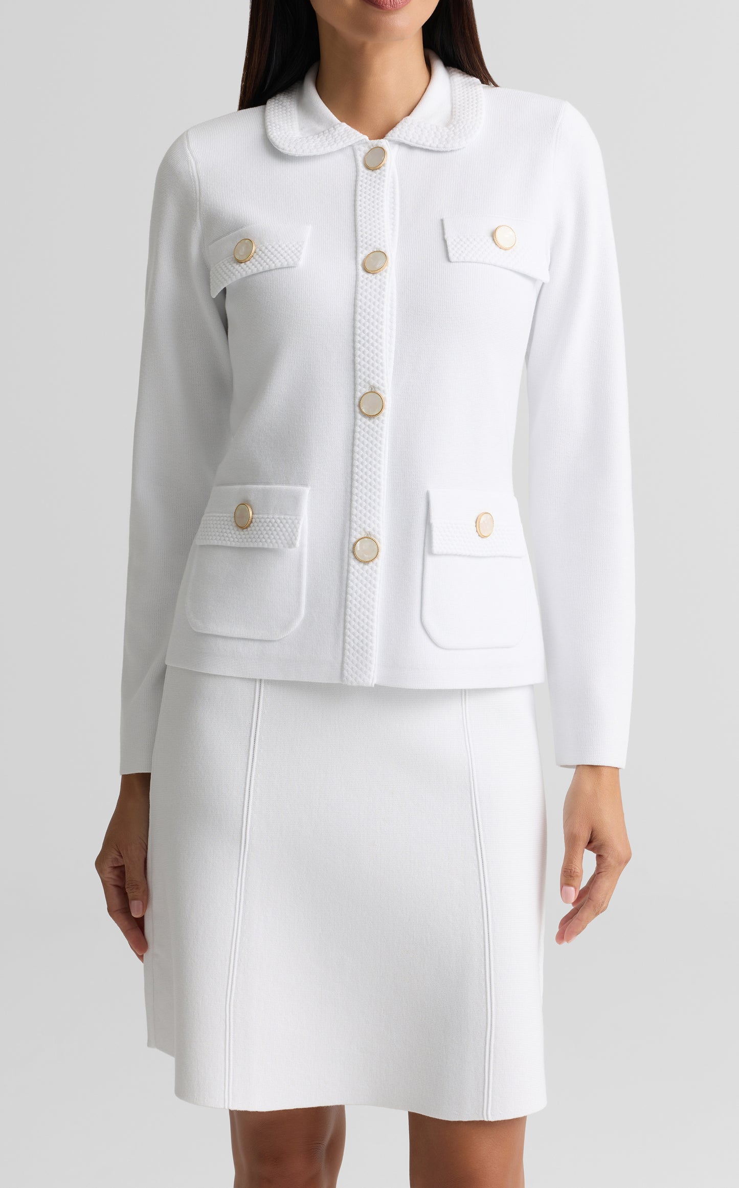 Four Pocket Collared Knit Jacket