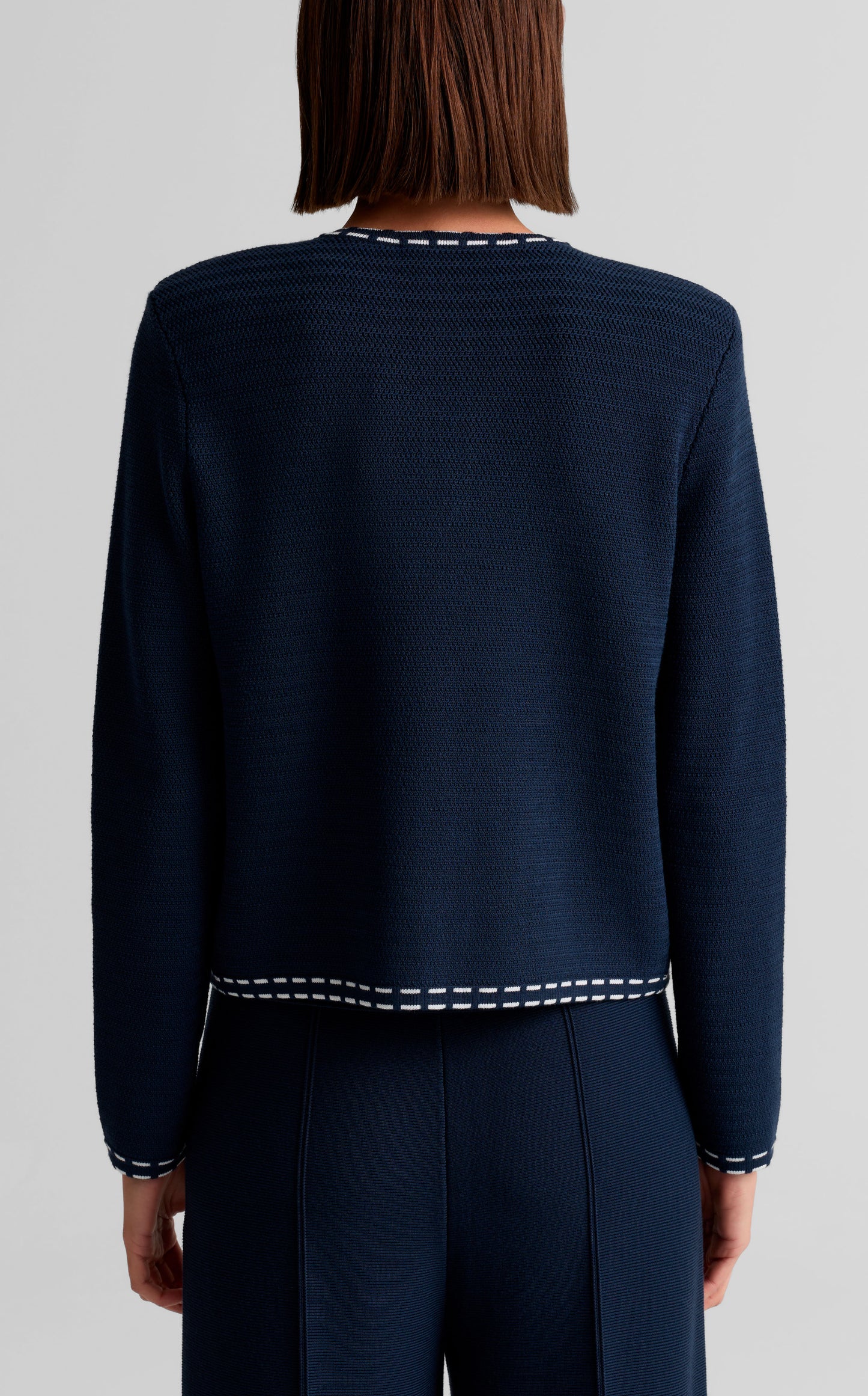 Ticking Trim Crew Neck Jacket