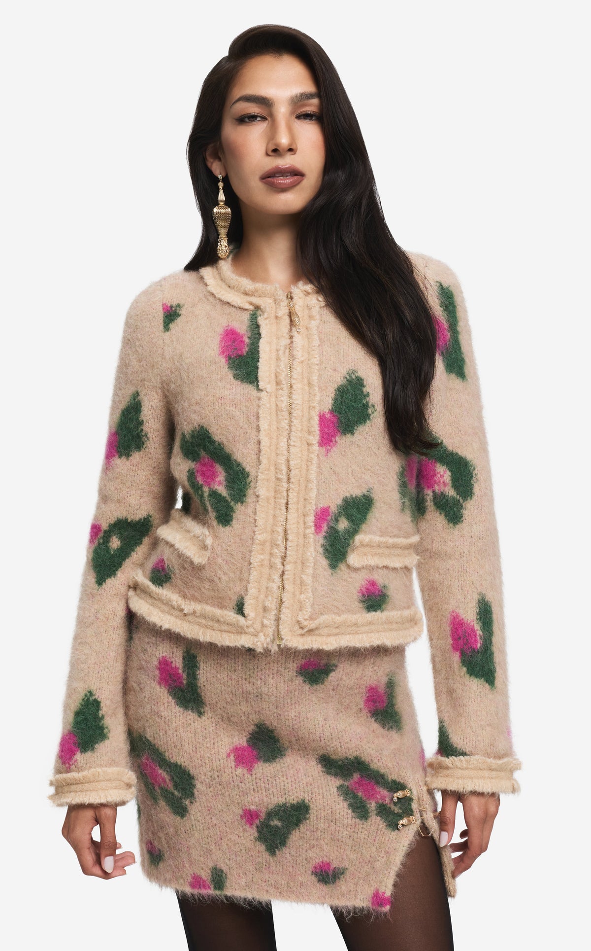 Jacket in Brushed Alpaca Blend Jacquard
