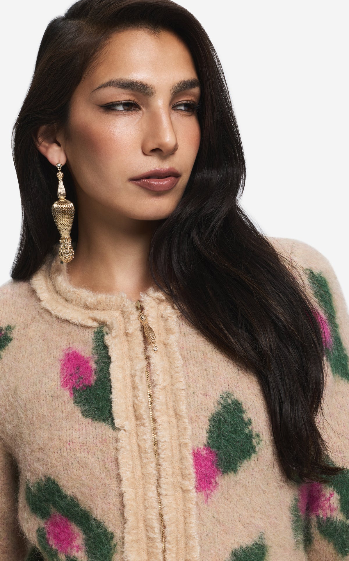 Jacket in Brushed Alpaca Blend Jacquard