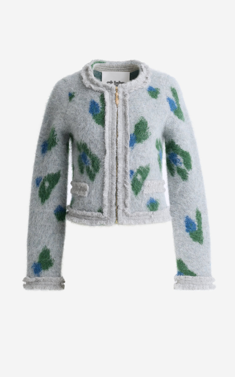 Jacket in Brushed Alpaca Blend Jacquard