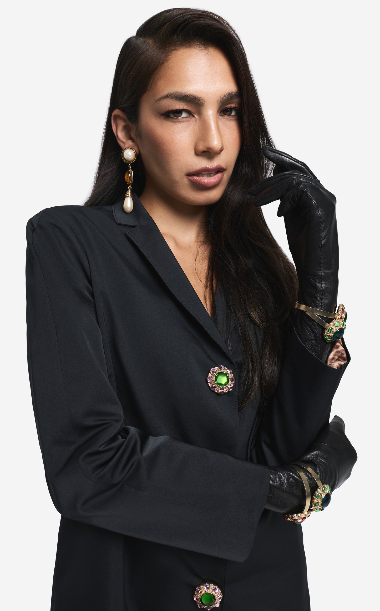 Long Leather Gloves With Cashmere Lining