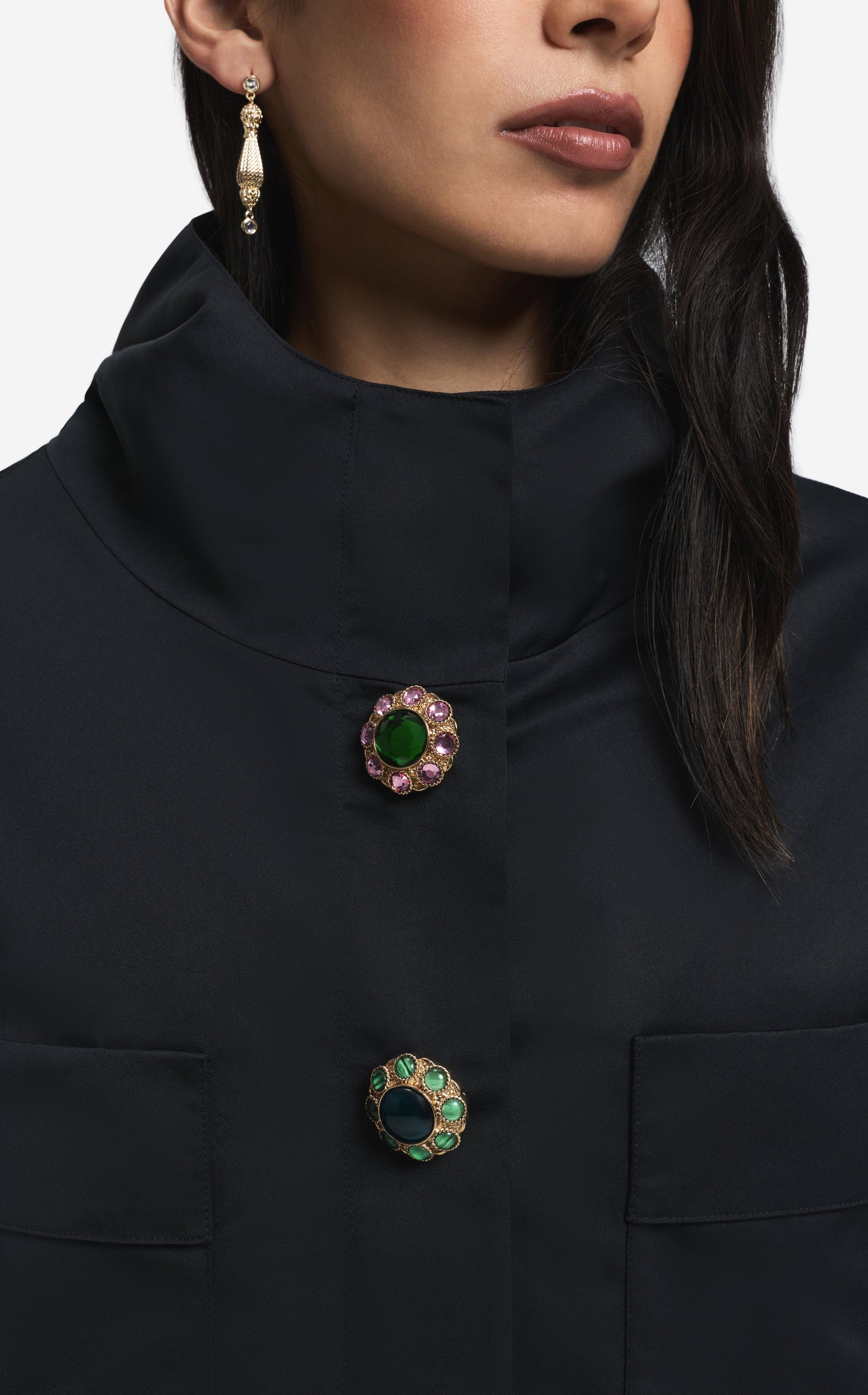 Hooded Jacket in Duchesse Satin