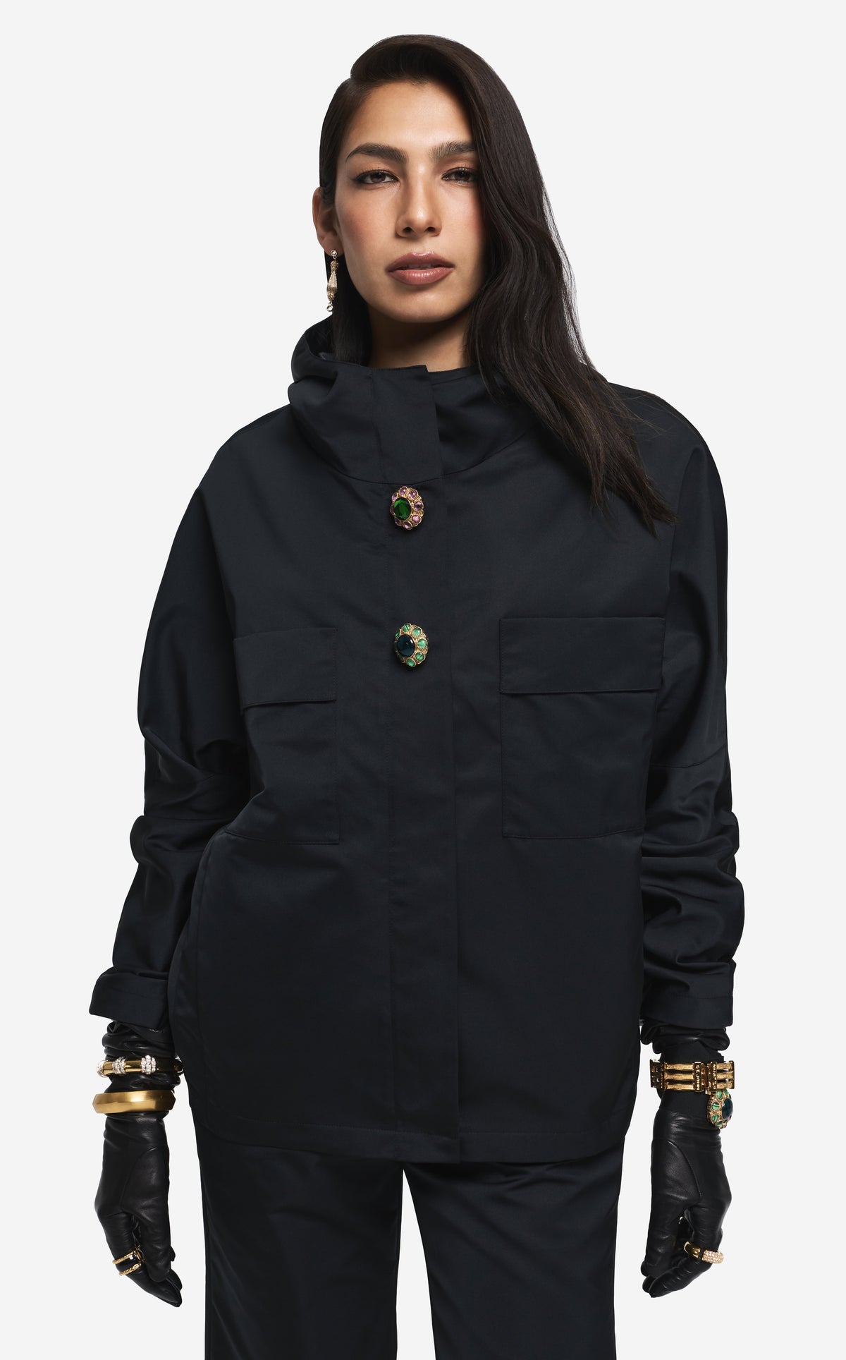 Hooded Jacket in Duchesse Satin