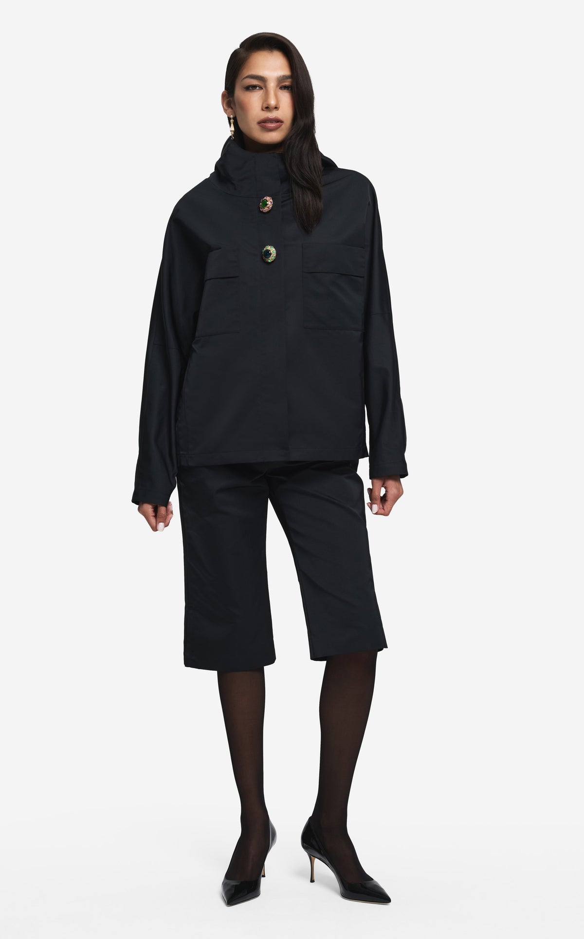 Hooded Jacket in Duchesse Satin