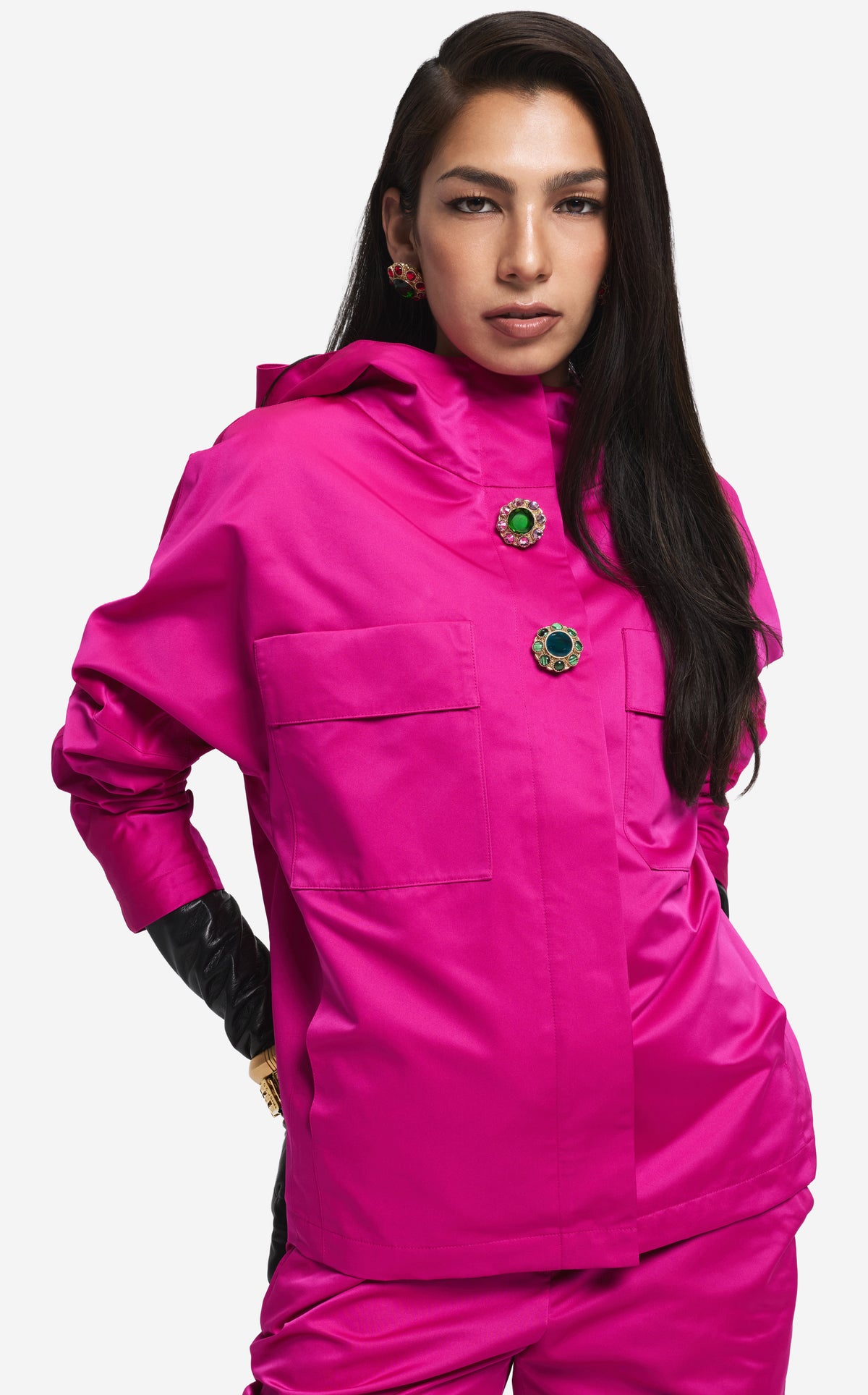 Hooded Jacket in Duchesse Satin