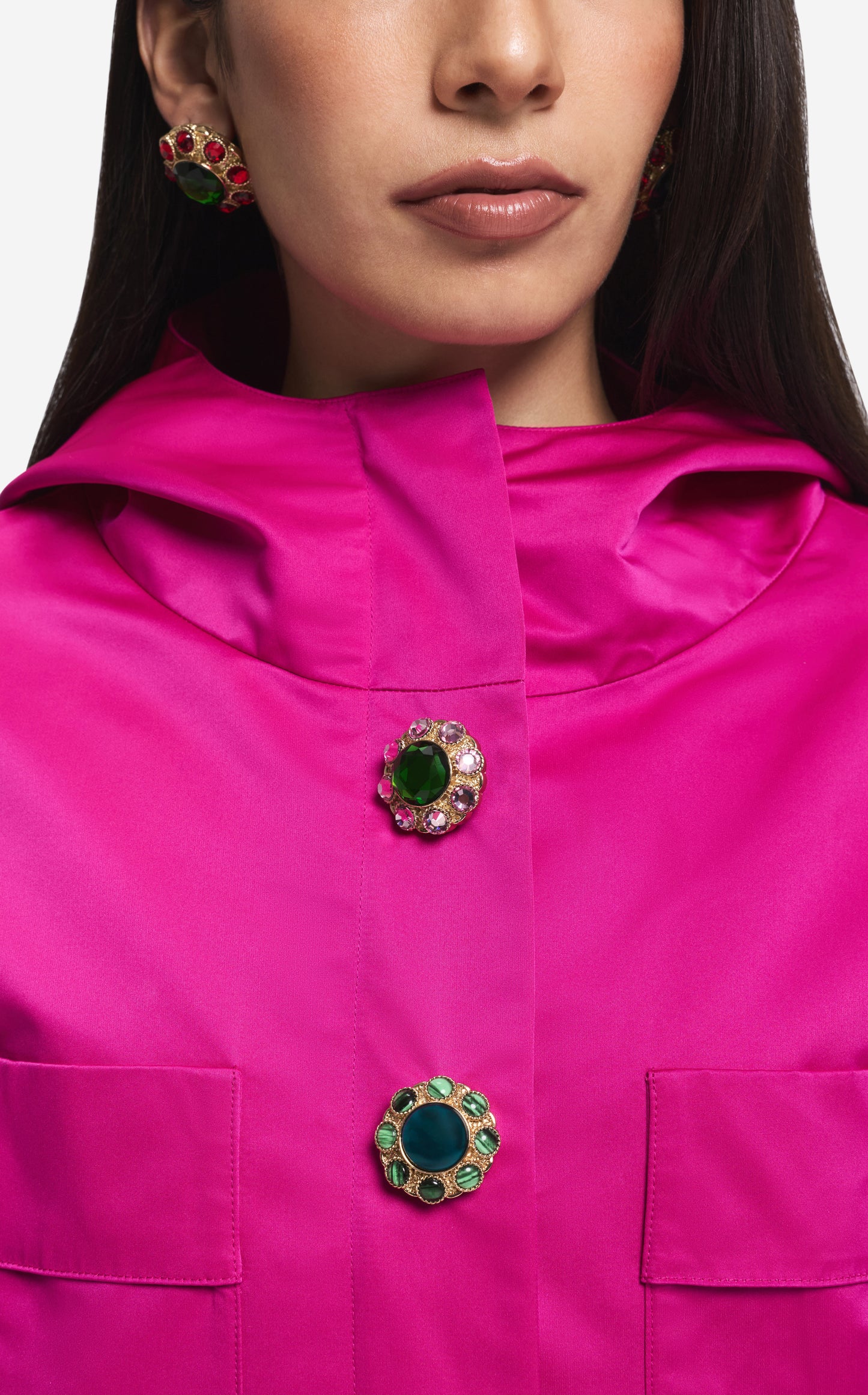 Hooded Jacket in Duchesse Satin