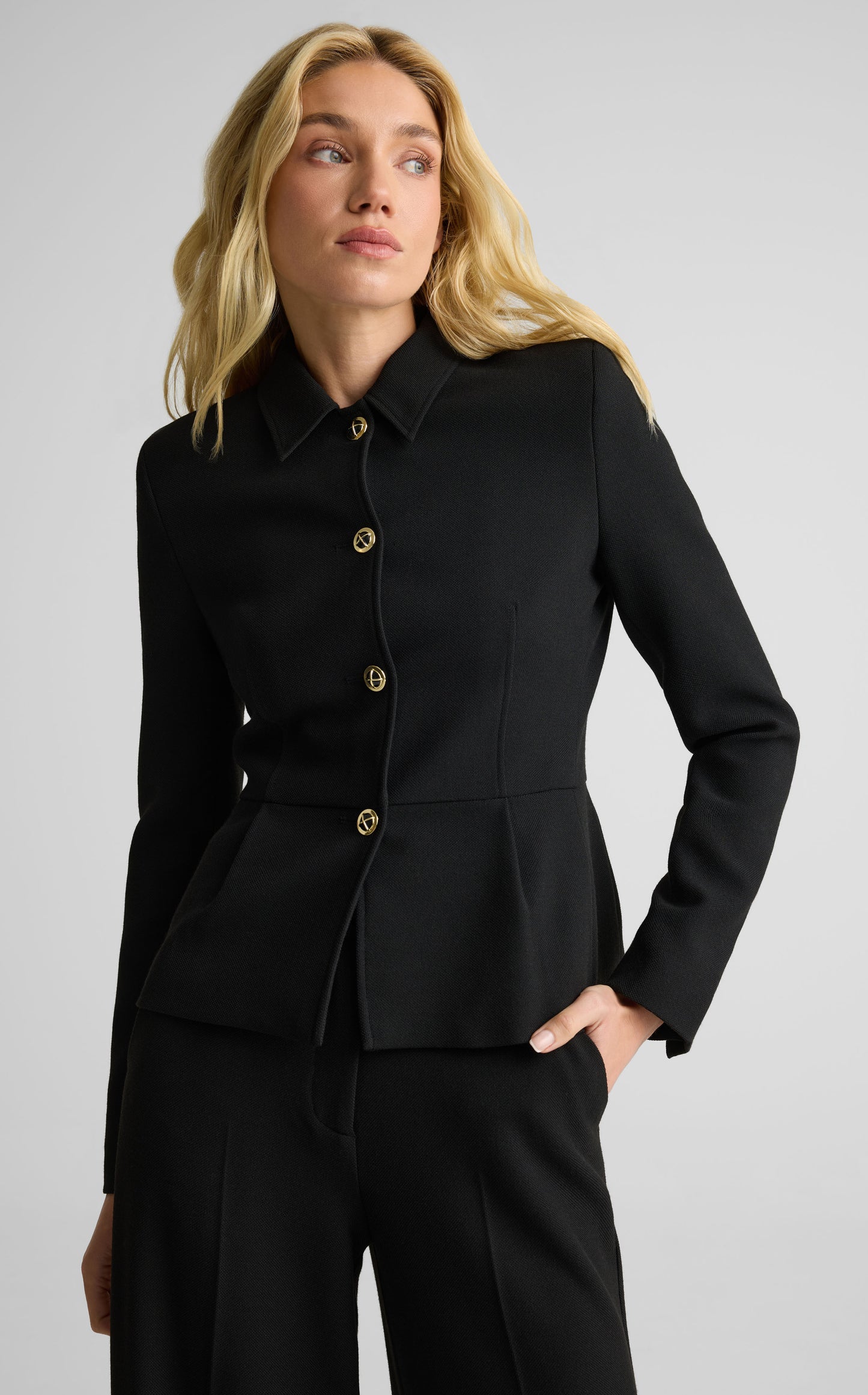 Peplum Jacket In Stretch Suiting