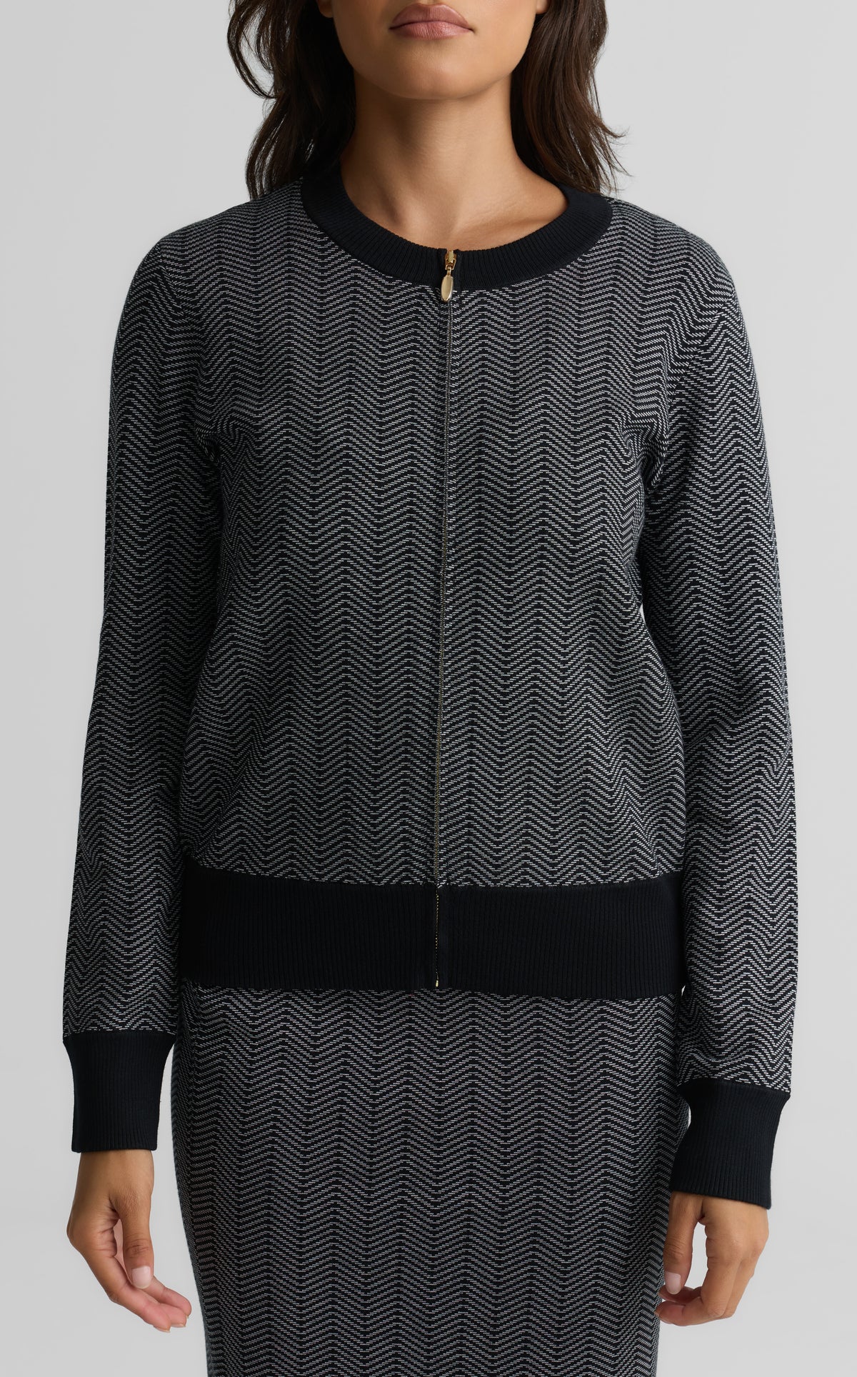 Herringbone Tweed Bomber Jacket