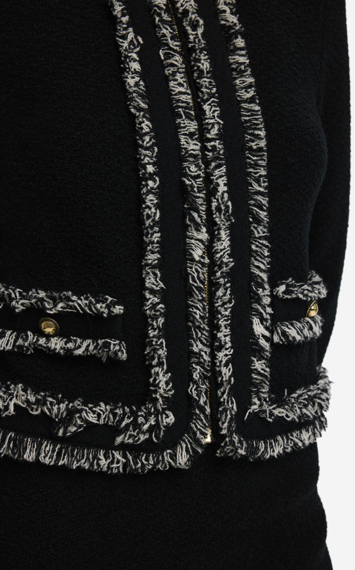 Jacket in Textured Knit with Fringe