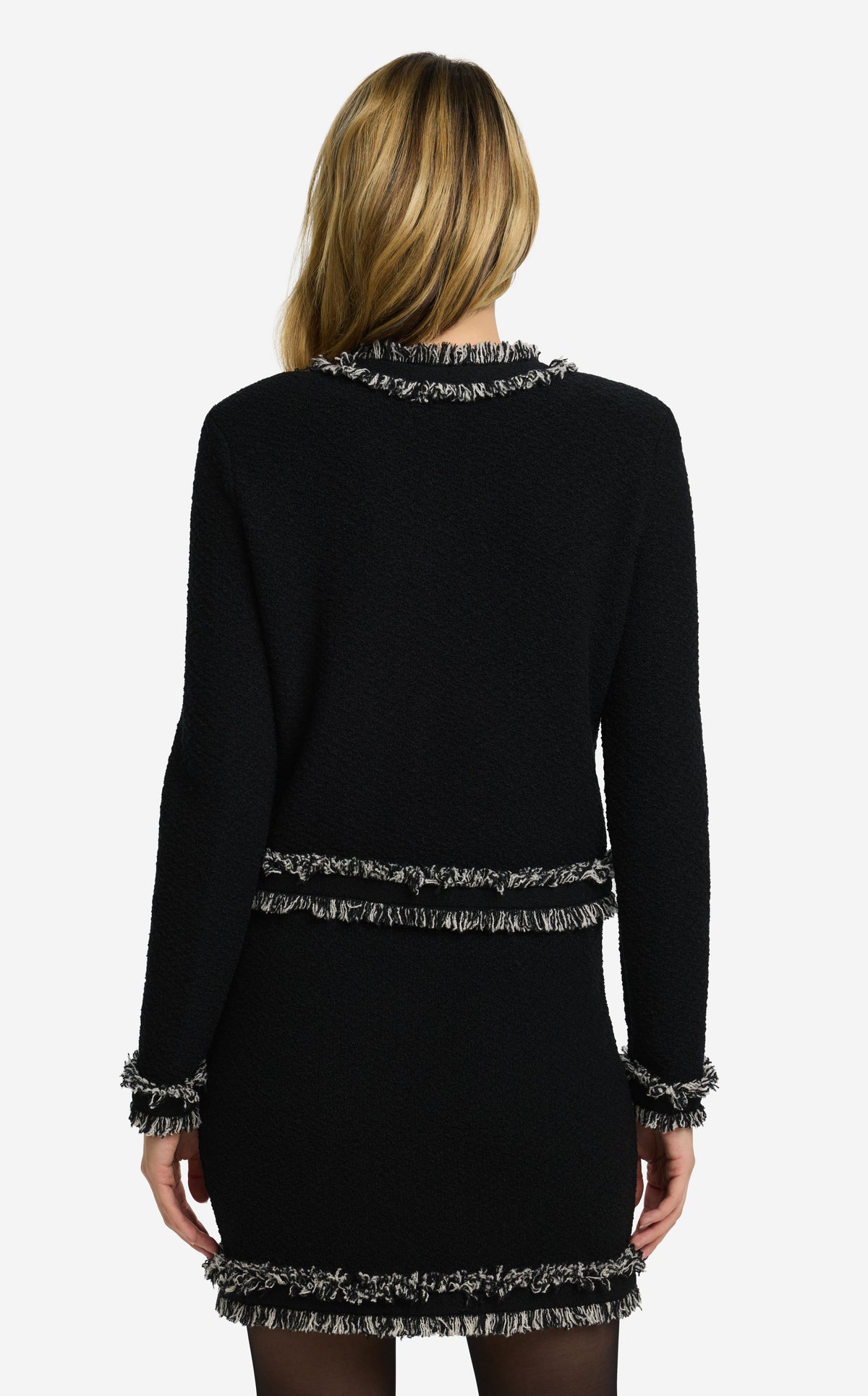 Jacket in Textured Knit with Fringe