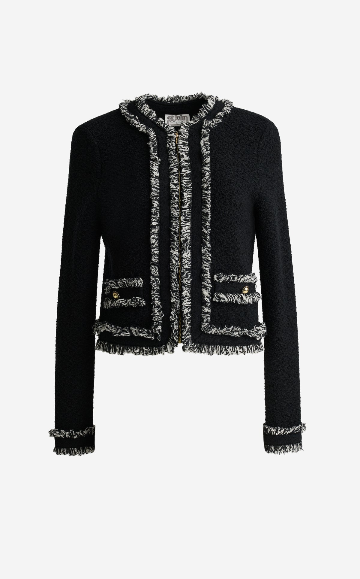 Jacket in Textured Knit with Fringe
