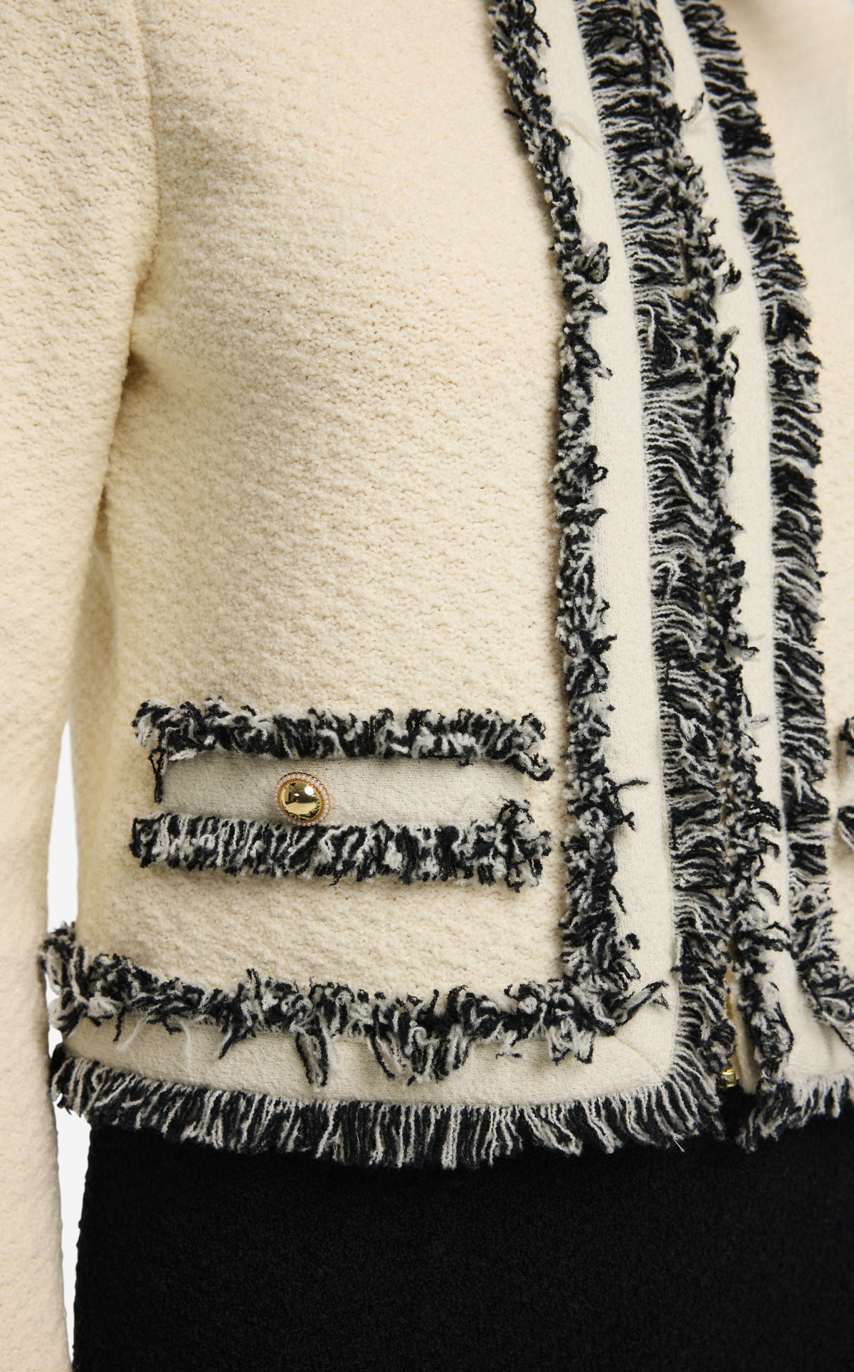 Jacket in Textured Knit with Fringe