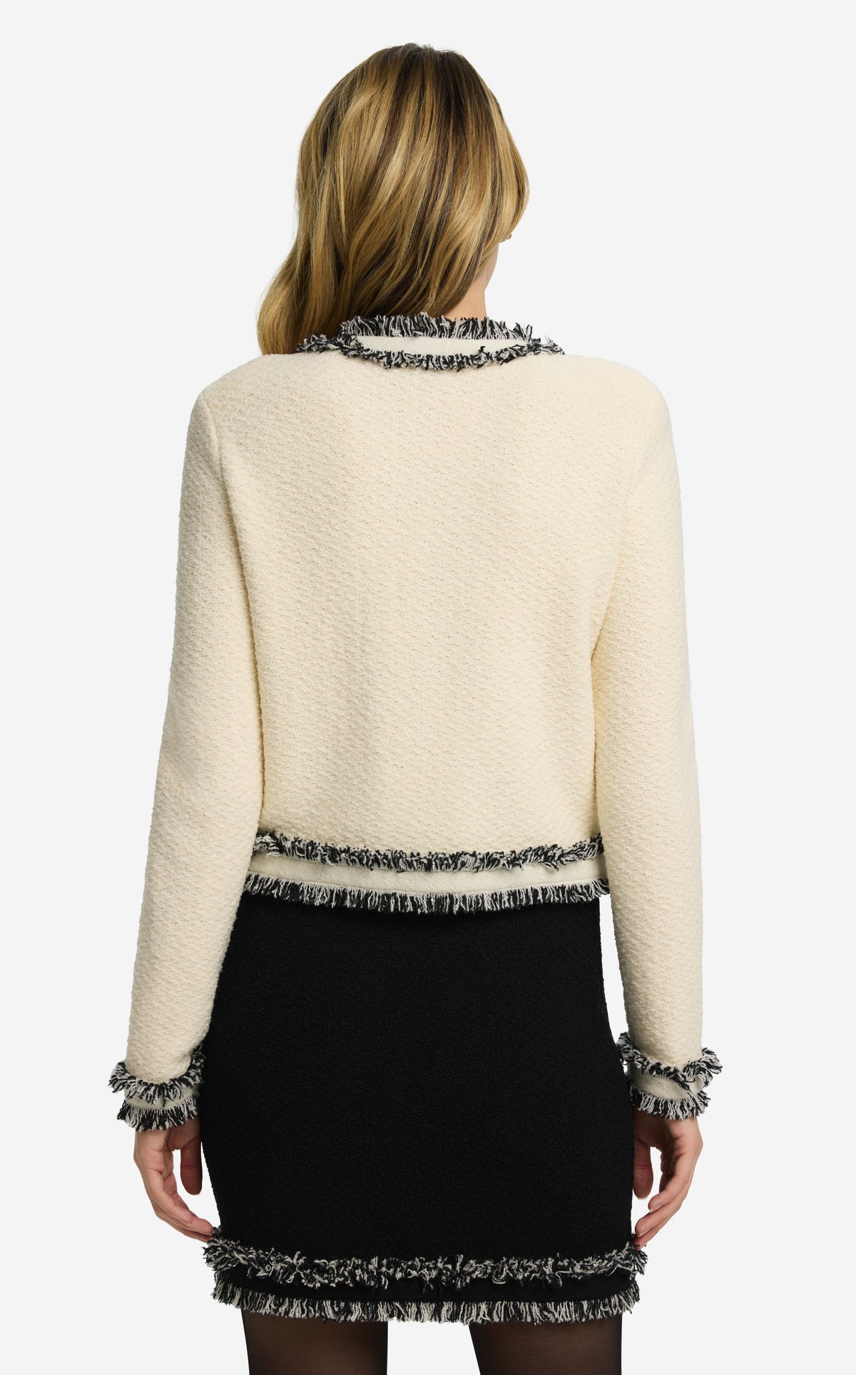 Jacket in Textured Knit with Fringe