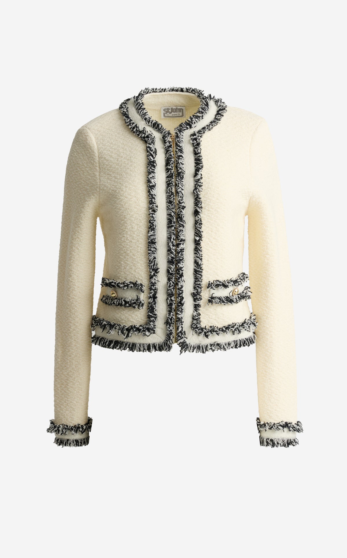 Jacket in Textured Knit with Fringe