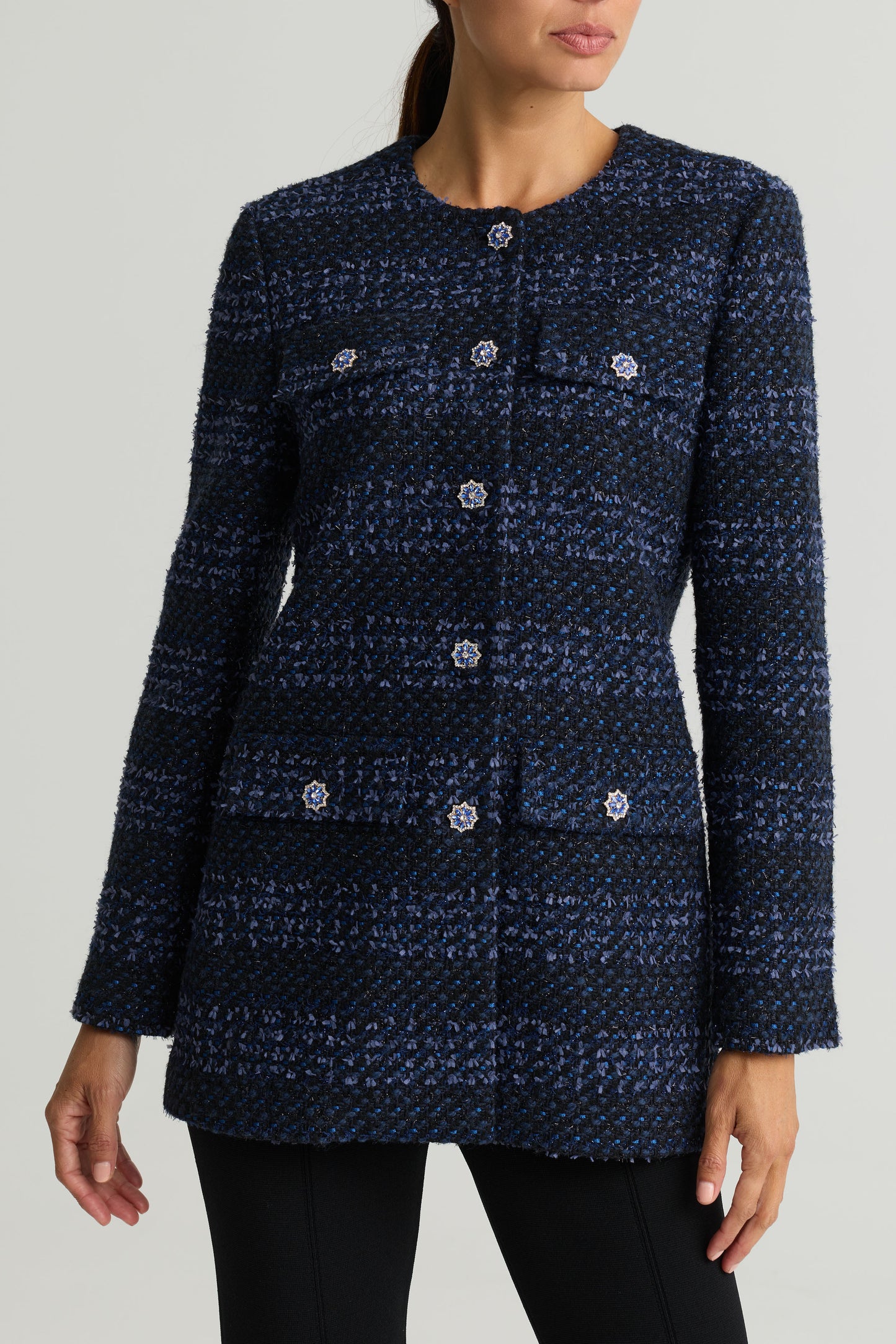 Midnight Ombré Eyelash Knit Jacket