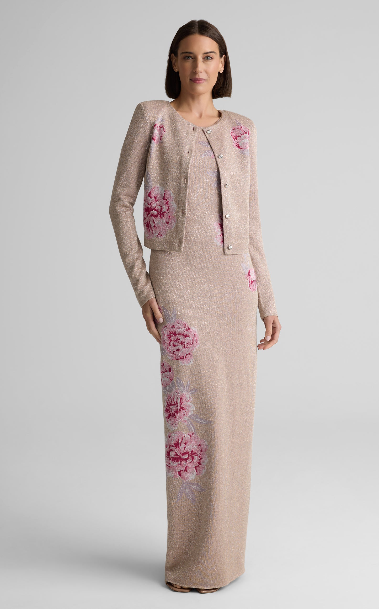 Renee Jacket in Metallic Peony Jacquard Knit