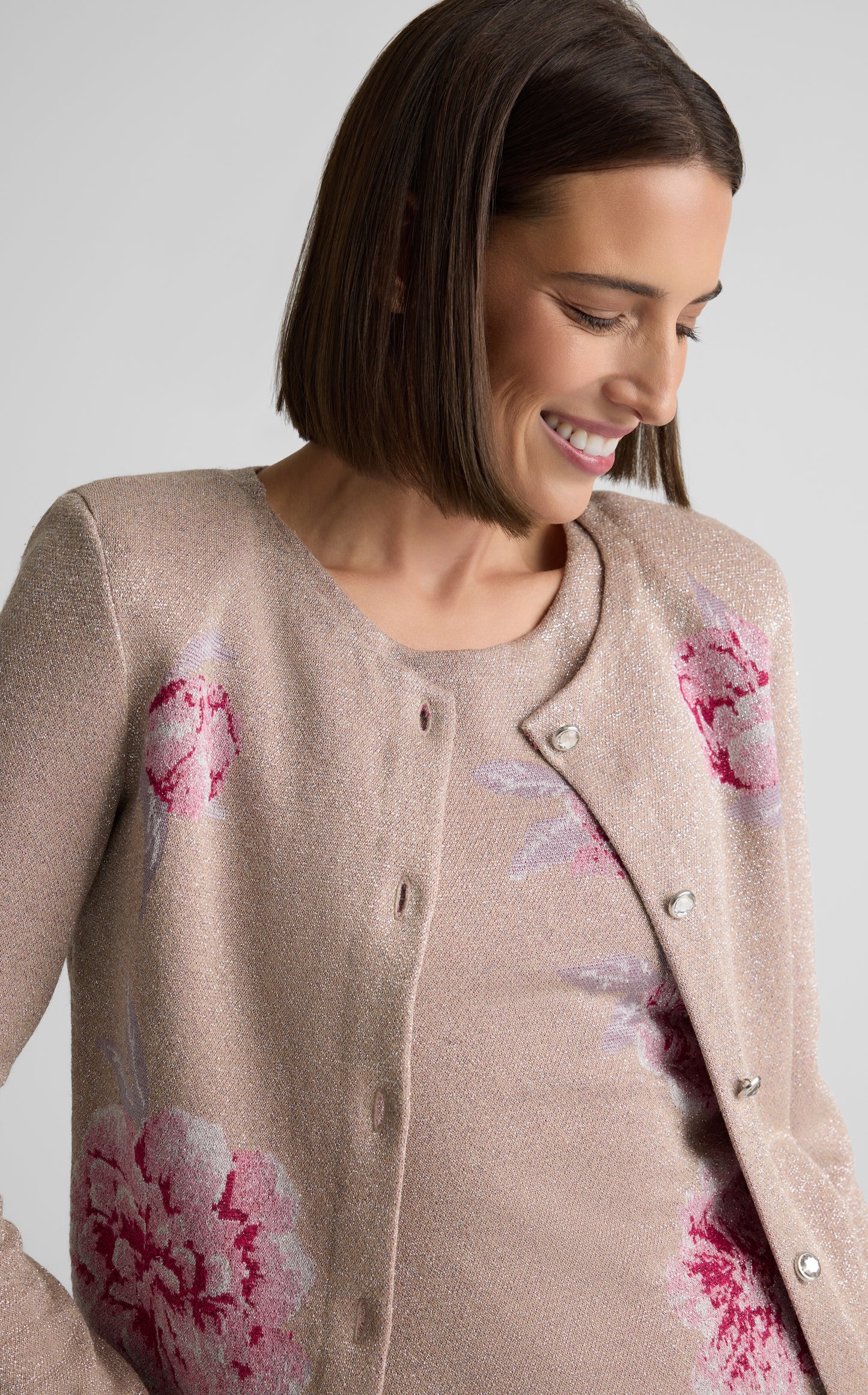 Renee Jacket in Metallic Peony Jacquard Knit