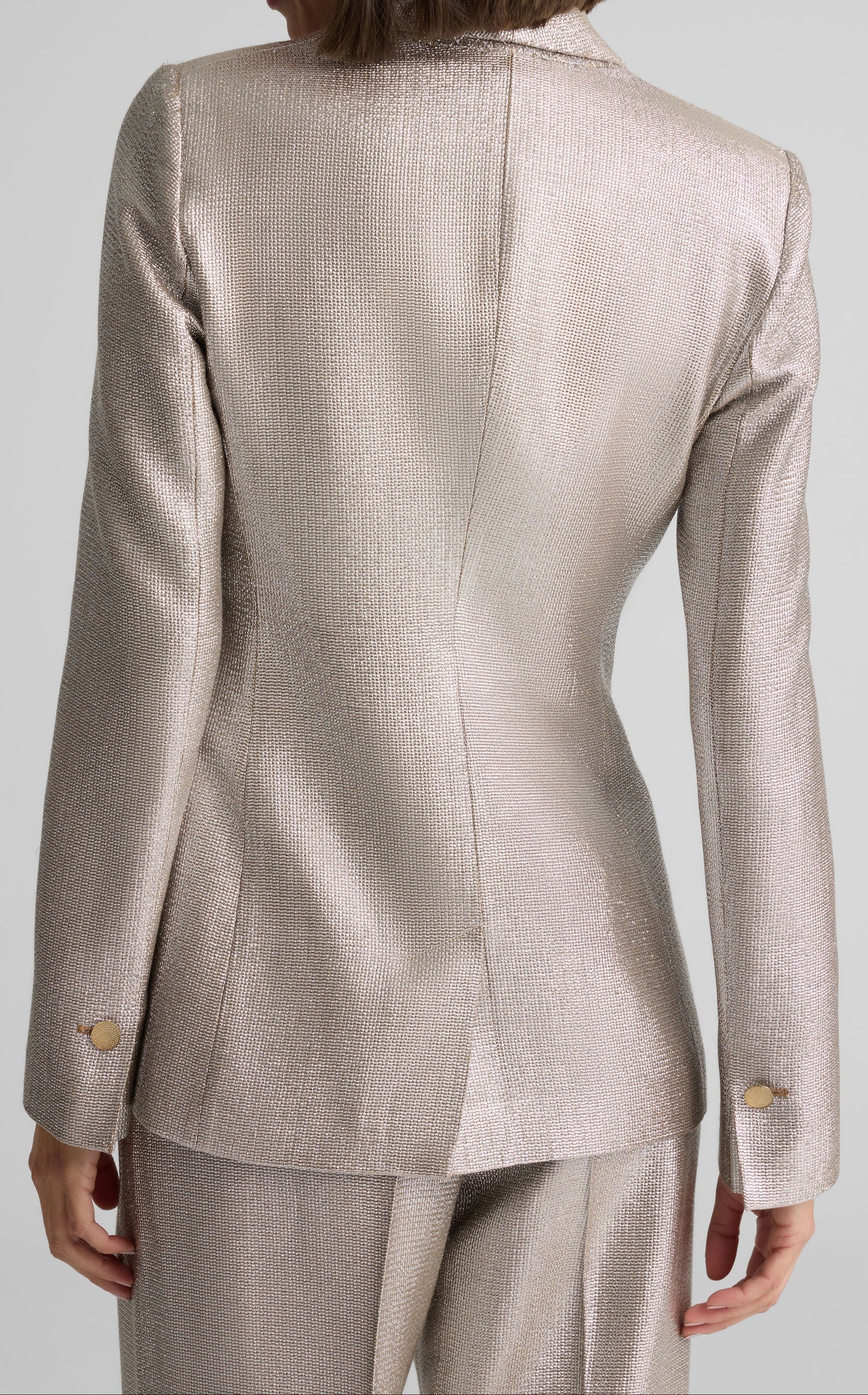 Elvie Shawl Collar Jacket in Soft Lamé Suiting