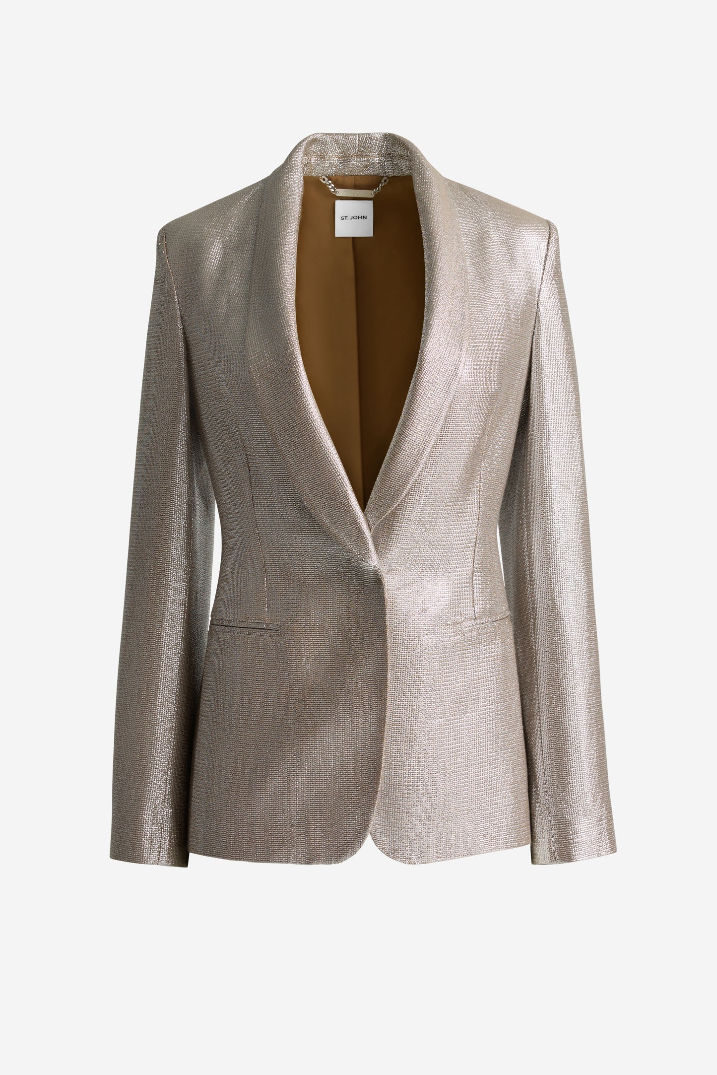 Elvie Shawl Collar Jacket in Soft Lamé Suiting