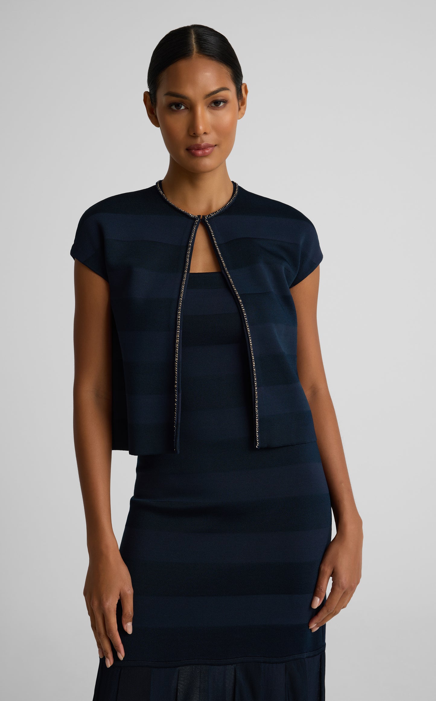 Sybil Bolero In Shadow Stripe Knit
