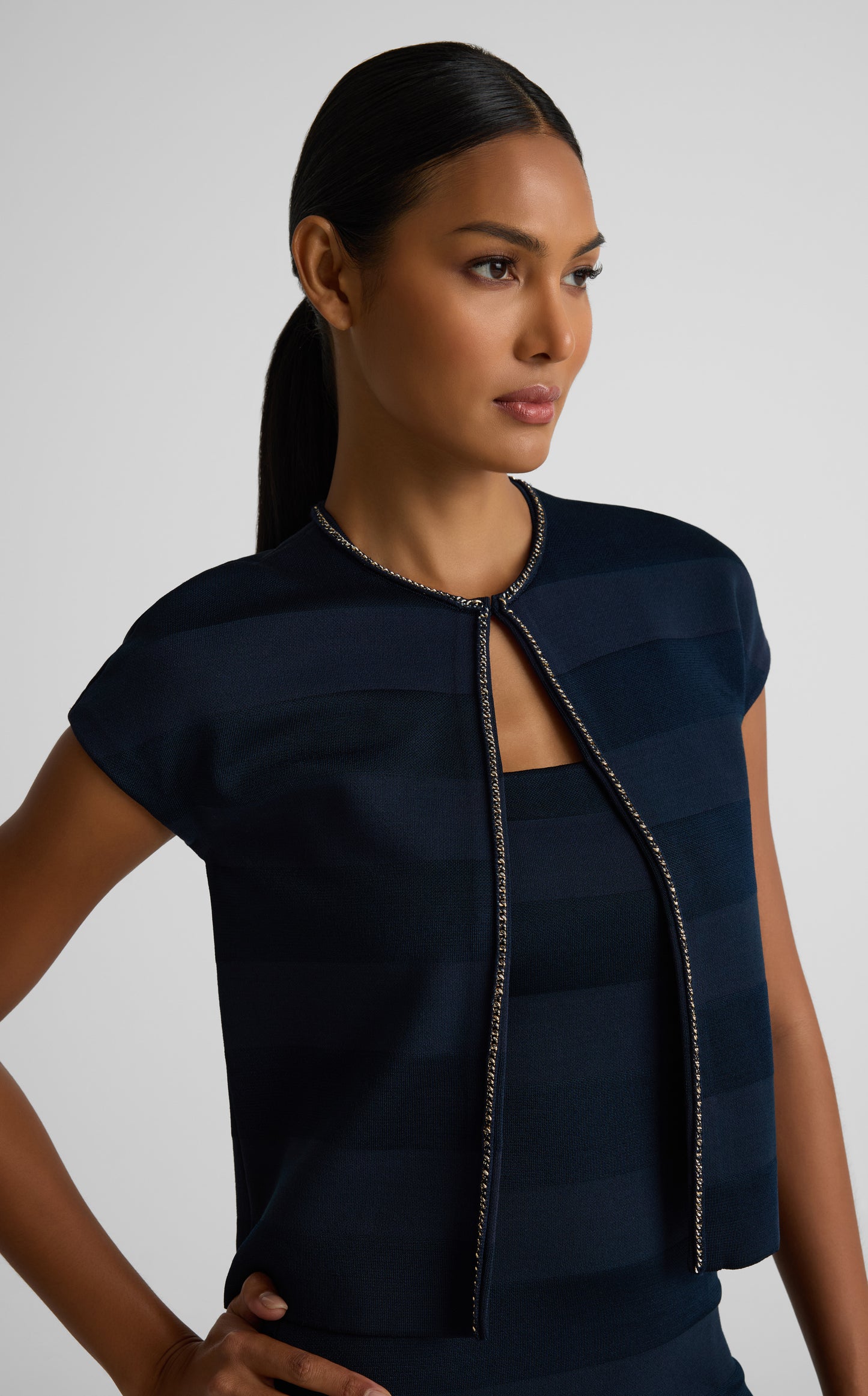 Sybil Bolero In Shadow Stripe Knit