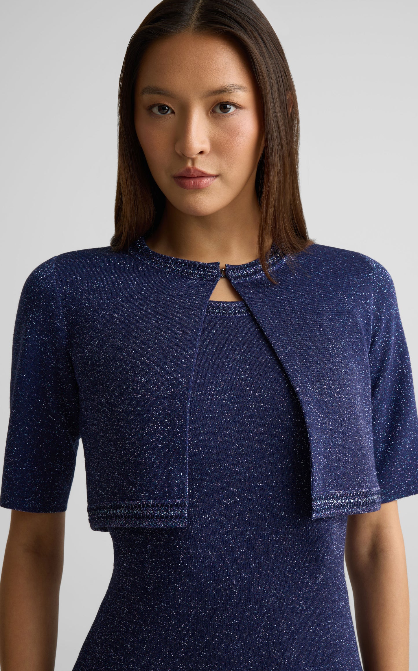 Bolero Jacket In Metallic Doubleface Knit