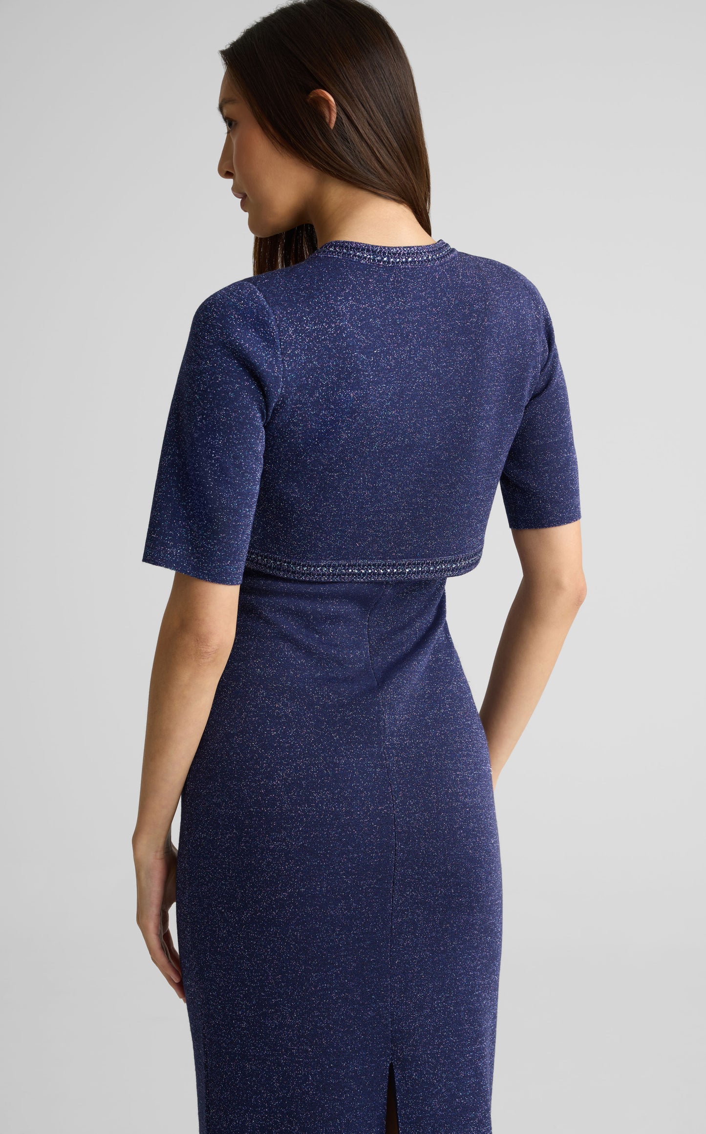 Bolero Jacket In Metallic Doubleface Knit