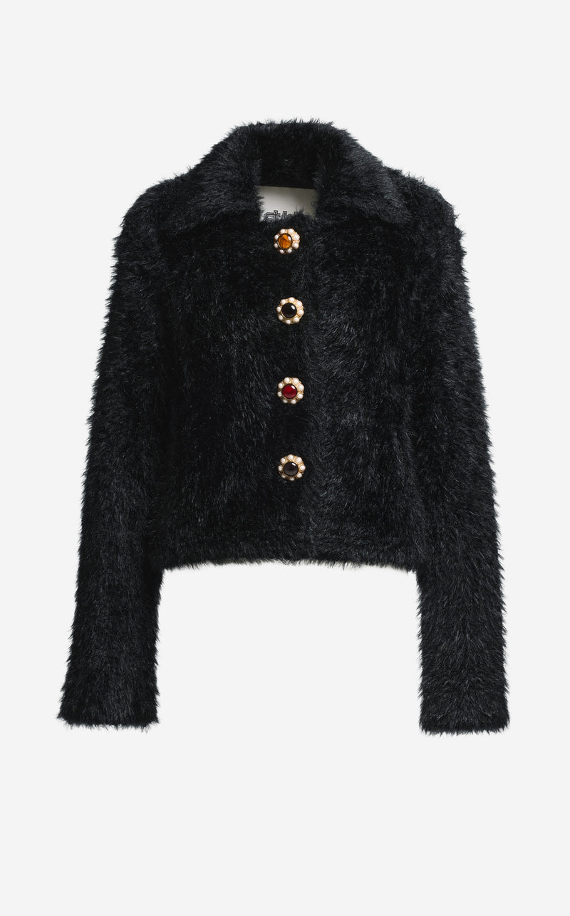 Jacket in Knit Fur with Cabachons