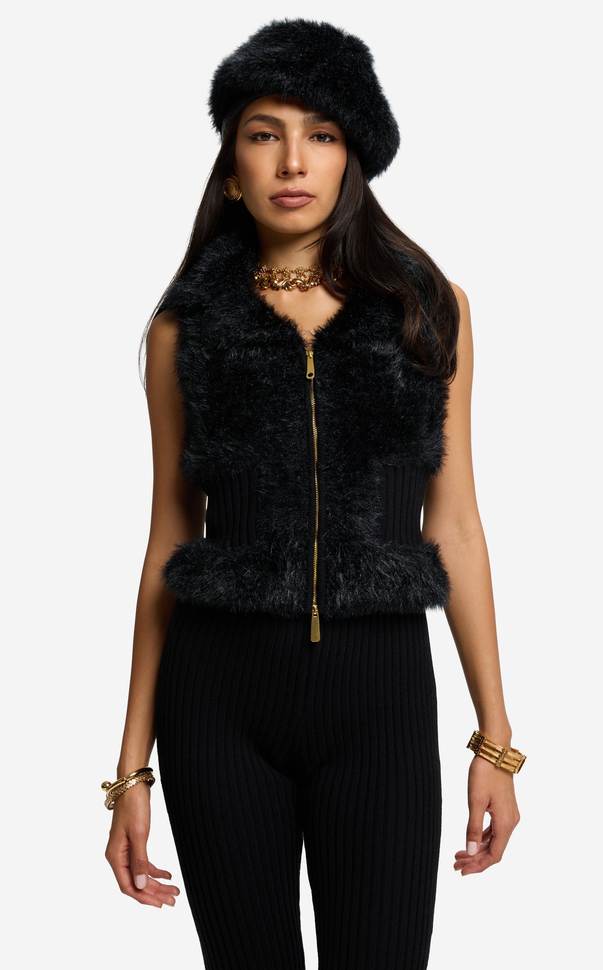 Vest in Knit Fur