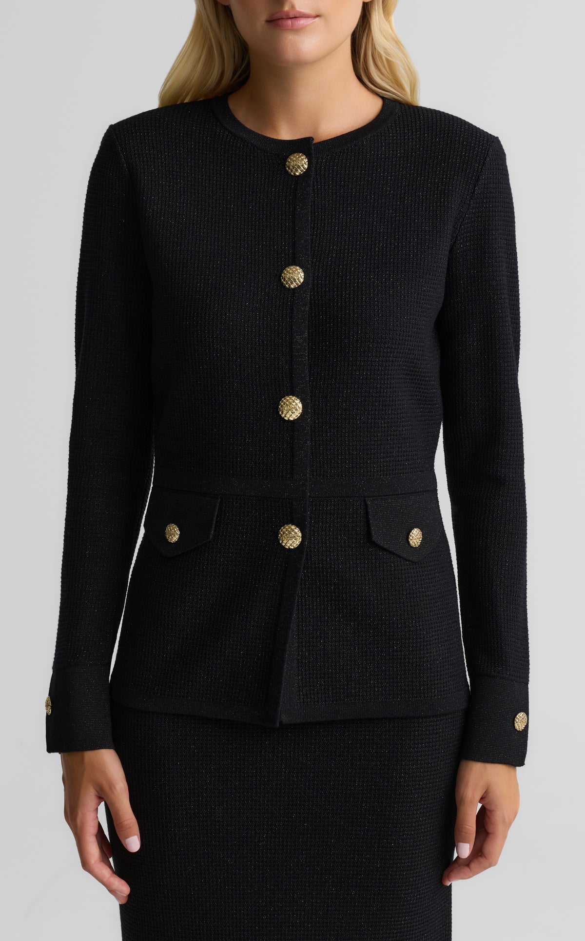 Lurex Stretch Piqué Knit Jacket