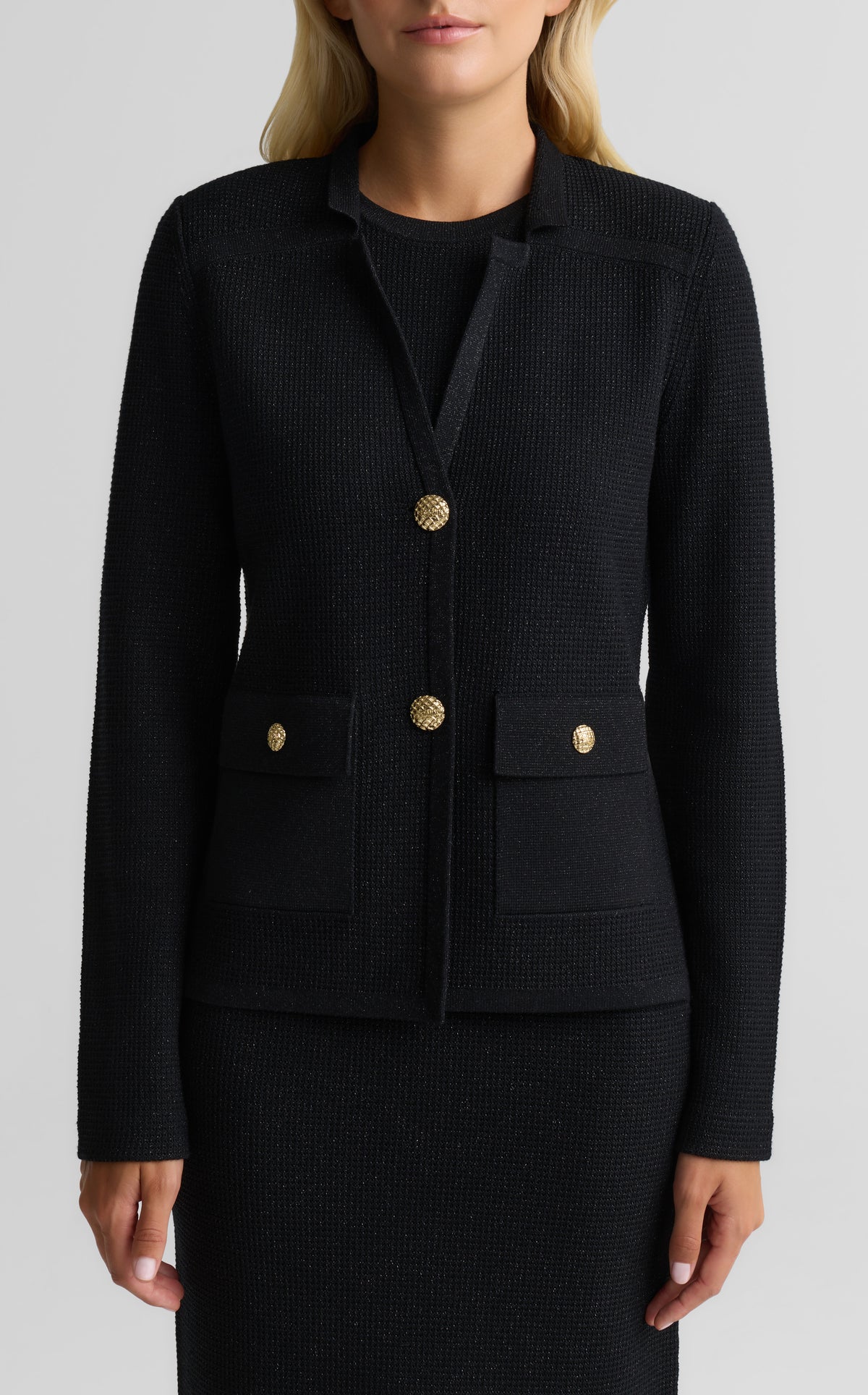 Lurex Stretch Piqué Knit Jacket