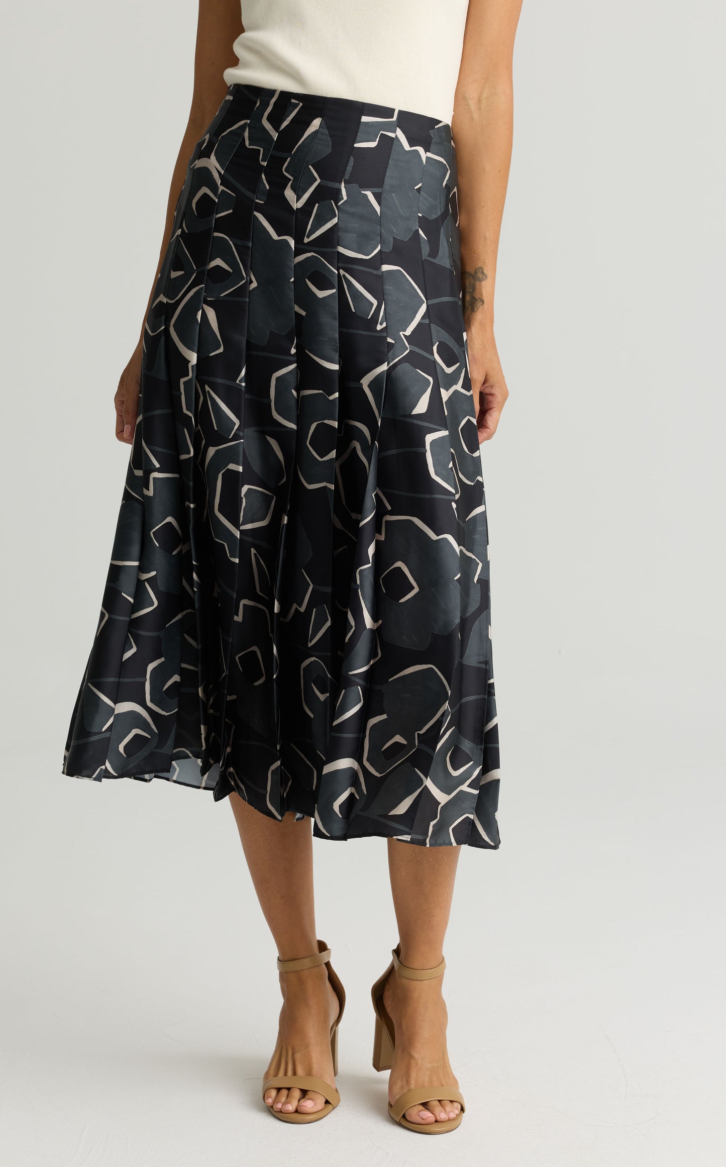 Cubist Floral Print Skirt
