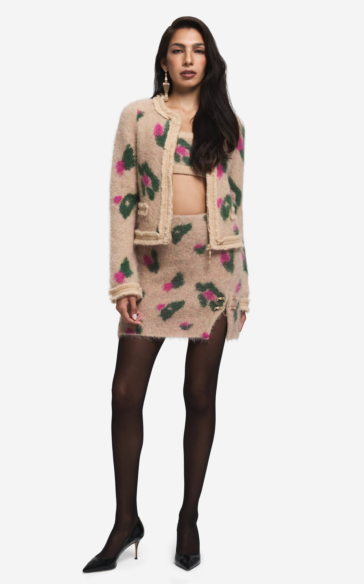 Skirt in Brushed Alpaca Blend Jacquard