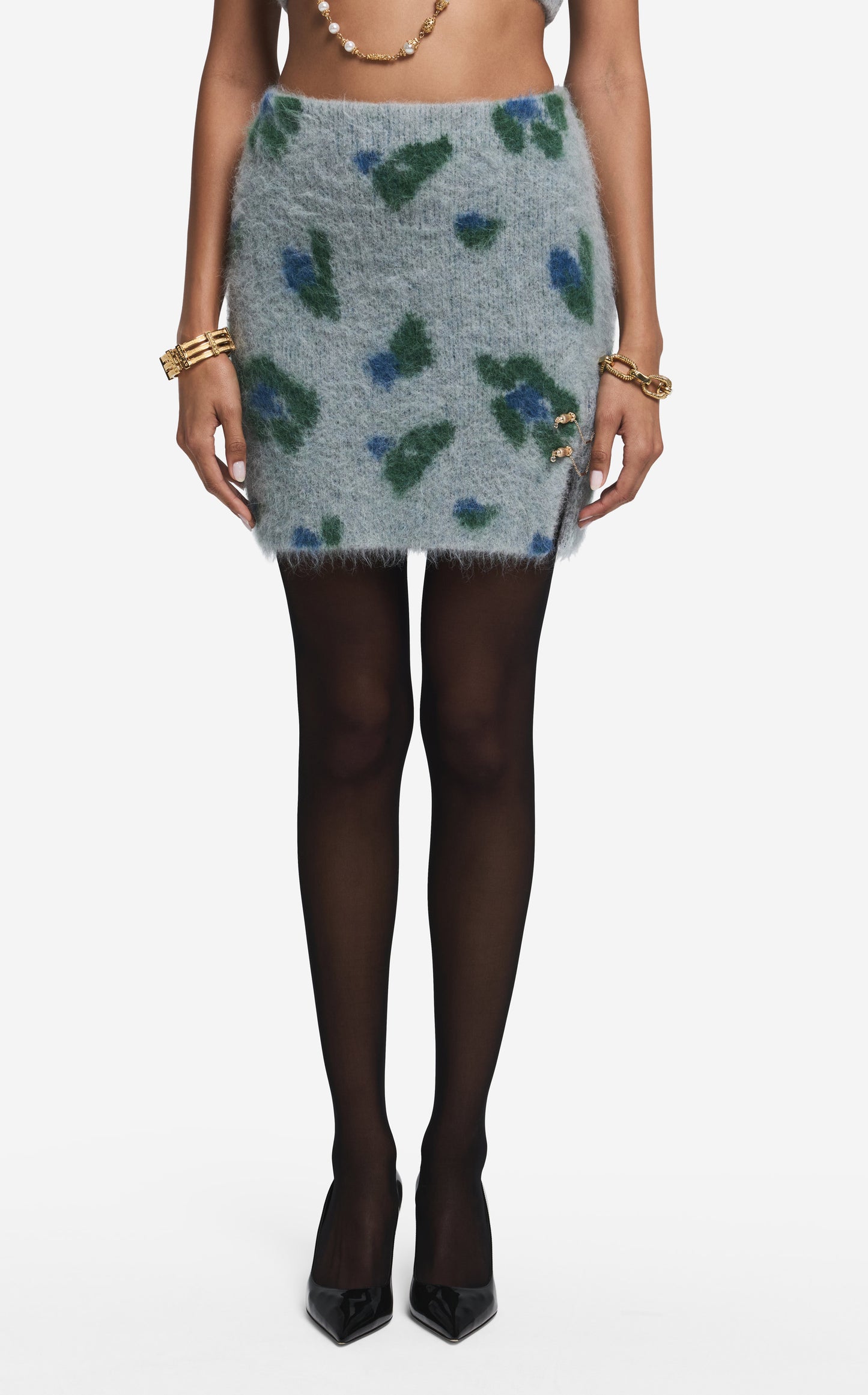Skirt in Brushed Alpaca Blend Jacquard