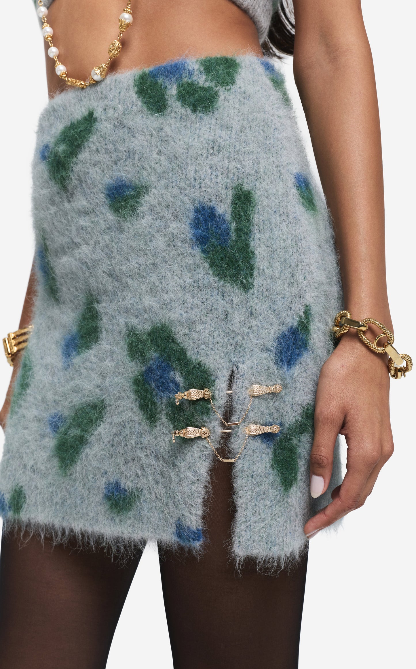Skirt in Brushed Alpaca Blend Jacquard