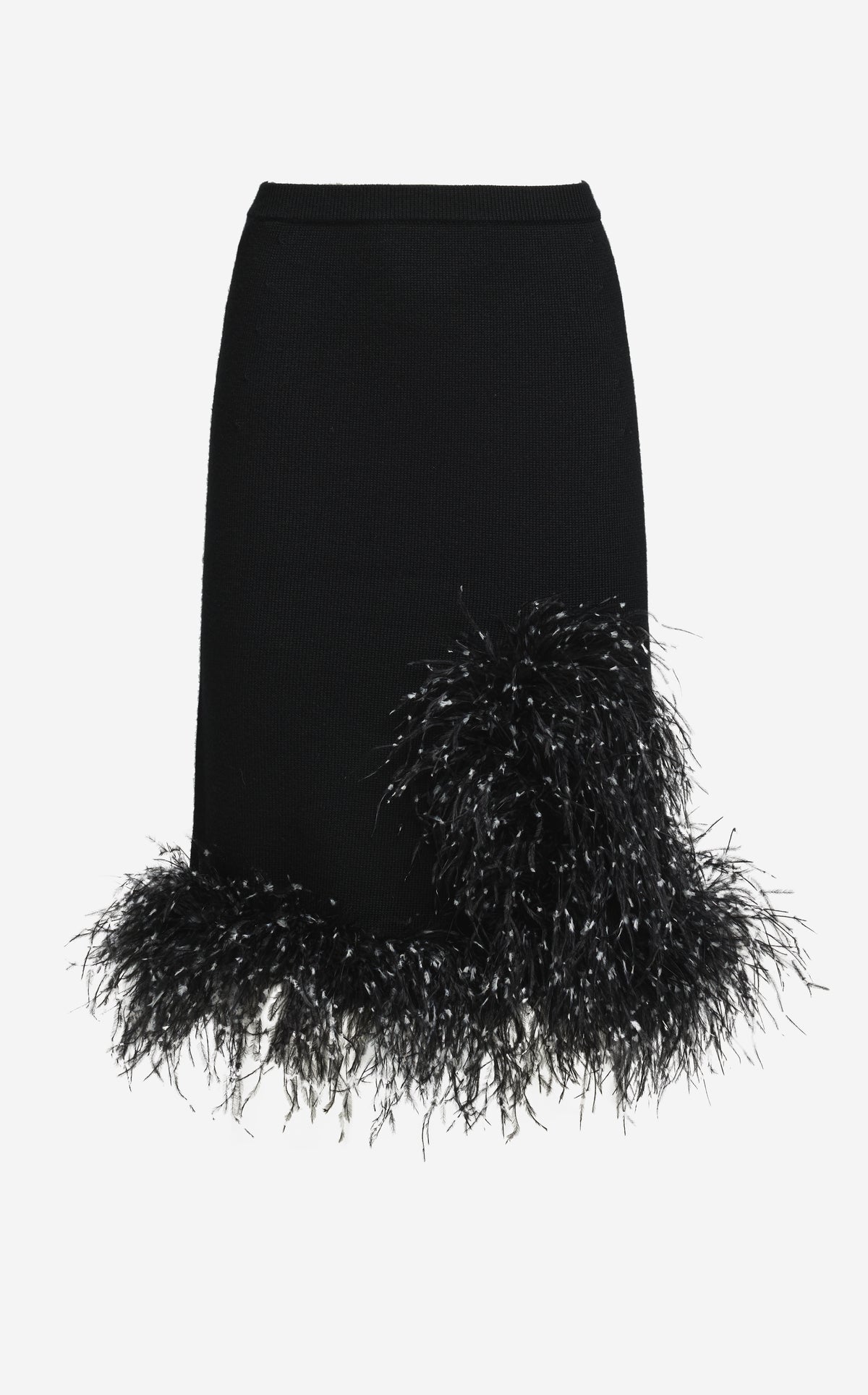 Skirt in Merino Knit with Feathers