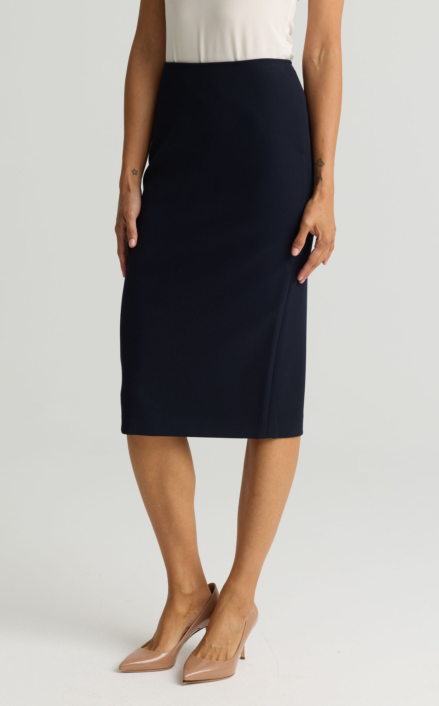 Stretch Crepe Suiting Skirt