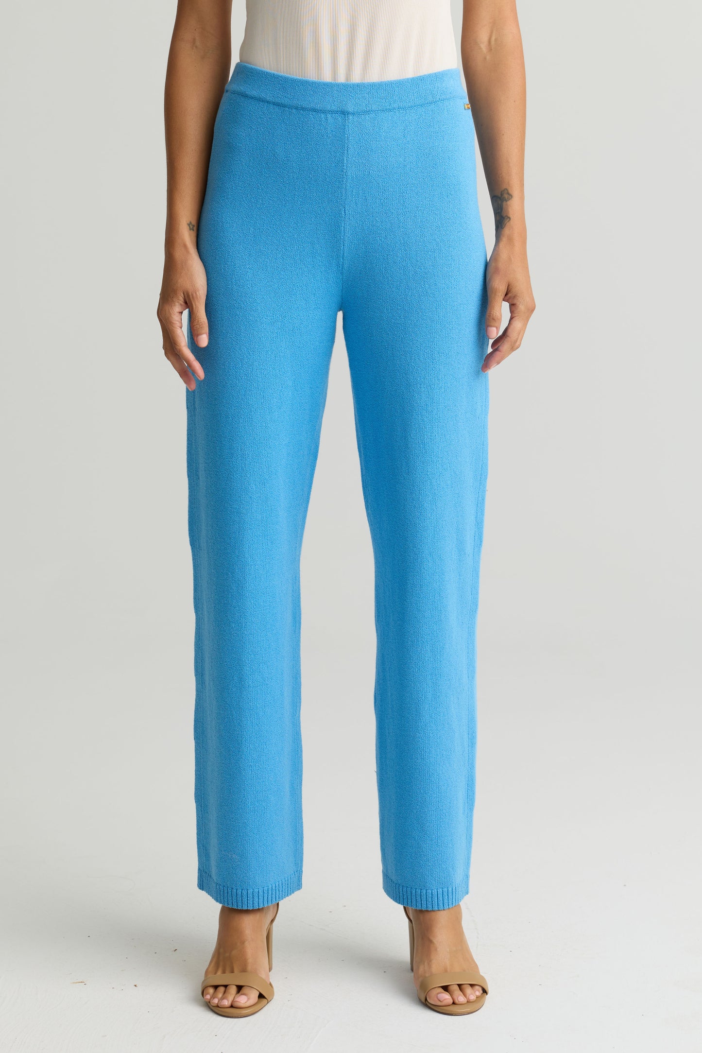 Stretch Cotton Knit Straight Leg Pant