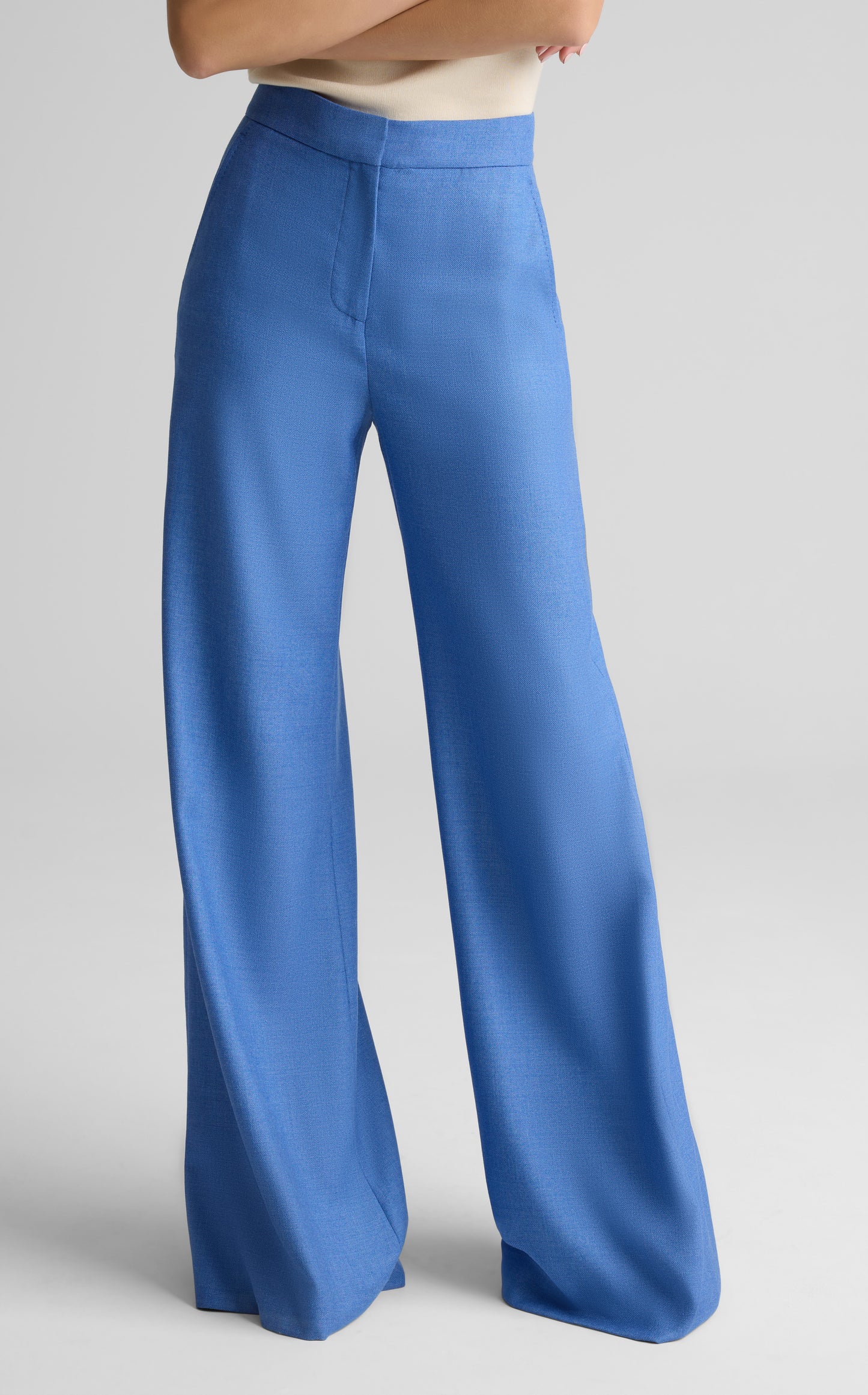 Maddie Wide Leg Pant in Wool Silk Suiting