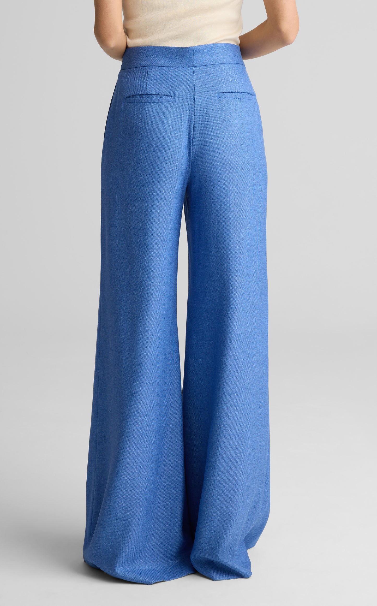 Maddie Wide Leg Pant in Wool Silk Suiting