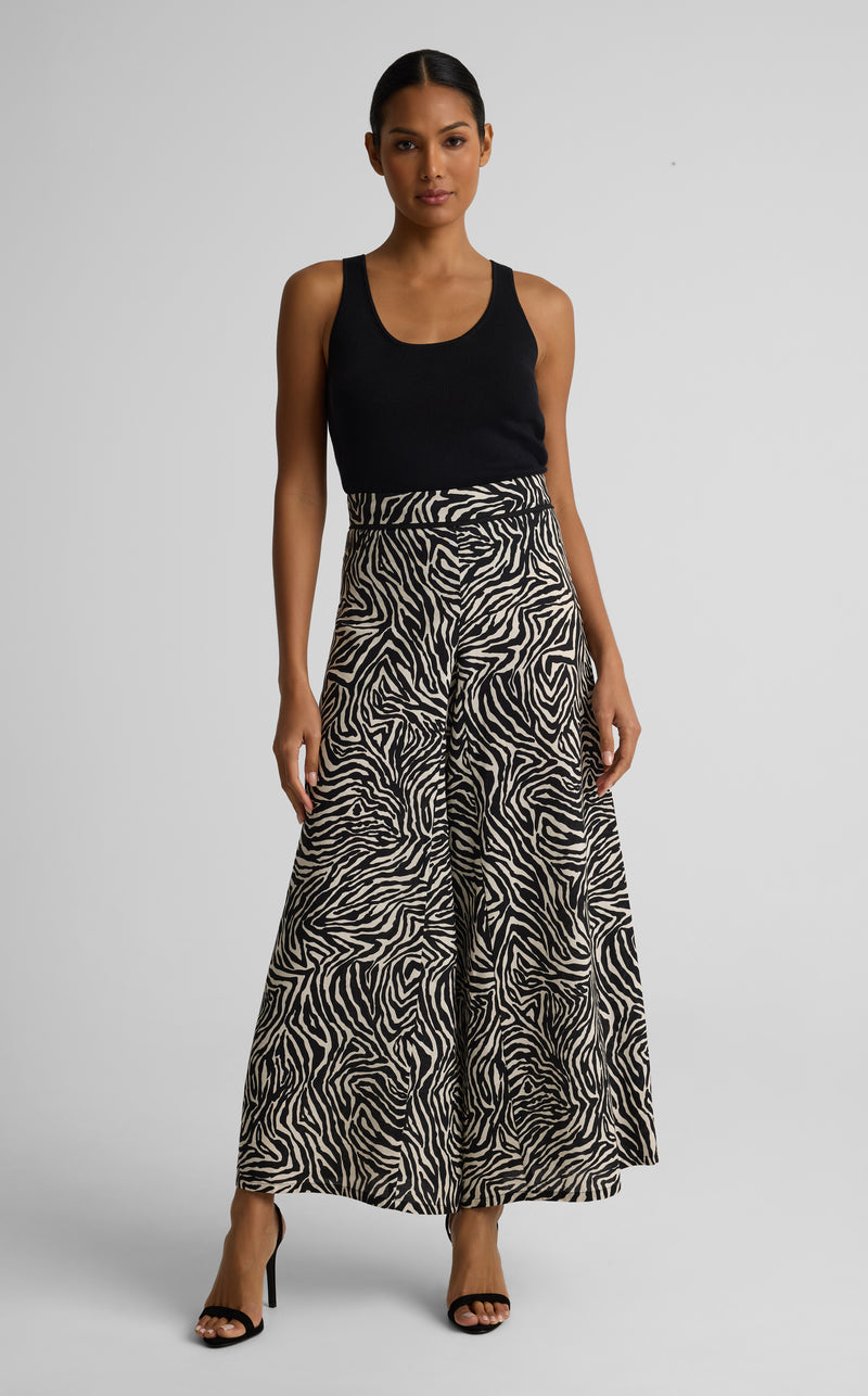 Romy Pant In Zebra Printed Linen Blend