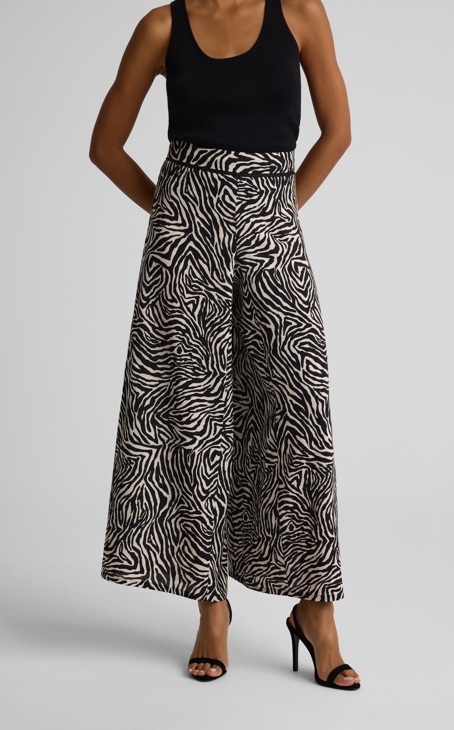 Romy Pant In Zebra Printed Linen Blend