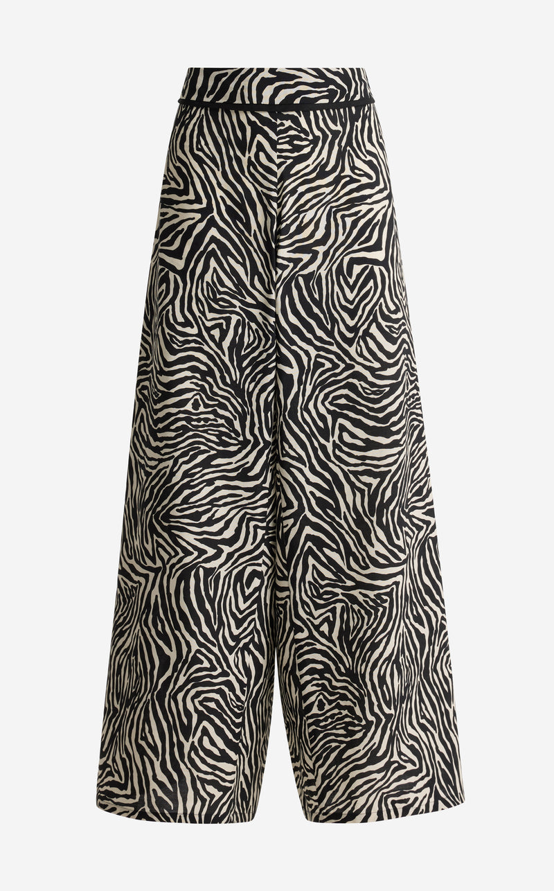 Romy Pant In Zebra Printed Linen Blend