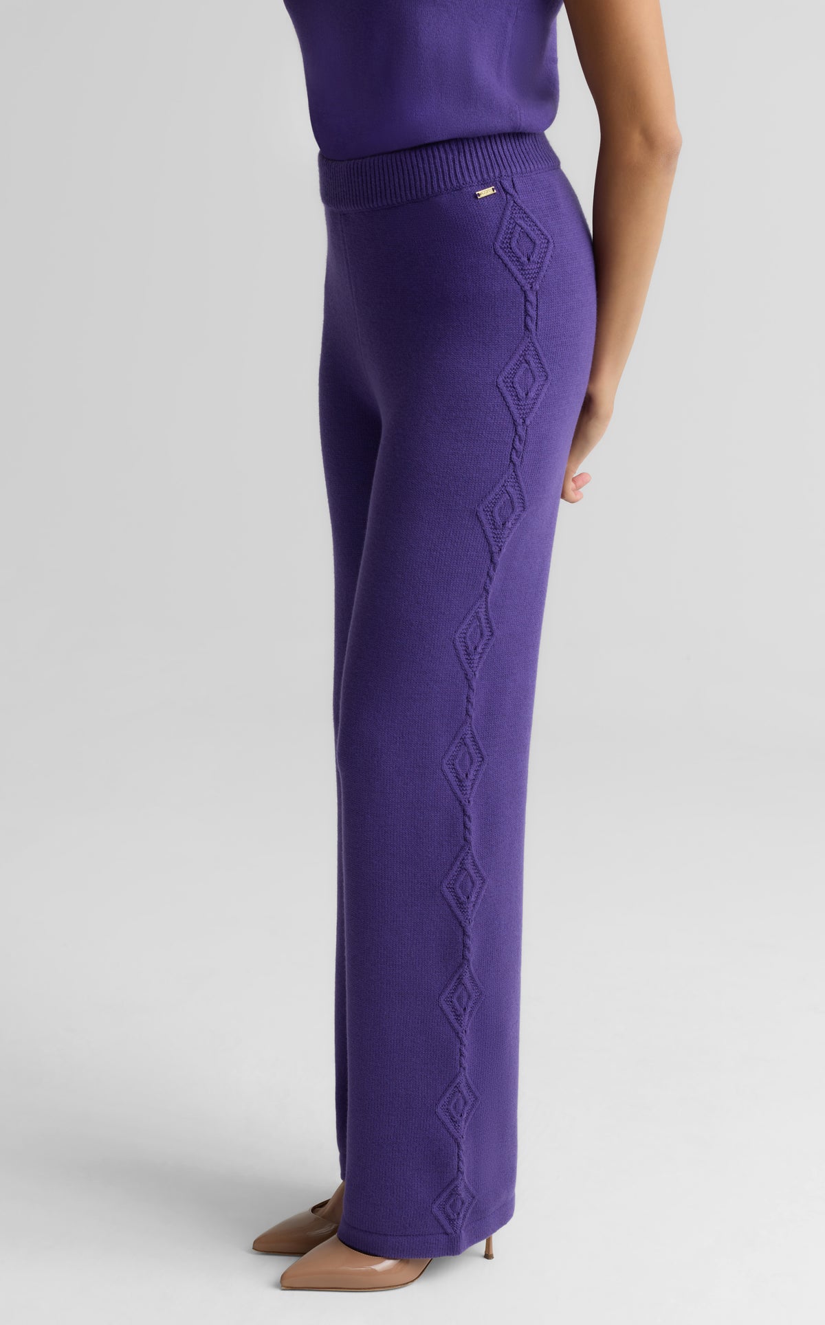 Cotton Cashmere Cable Knit Pants