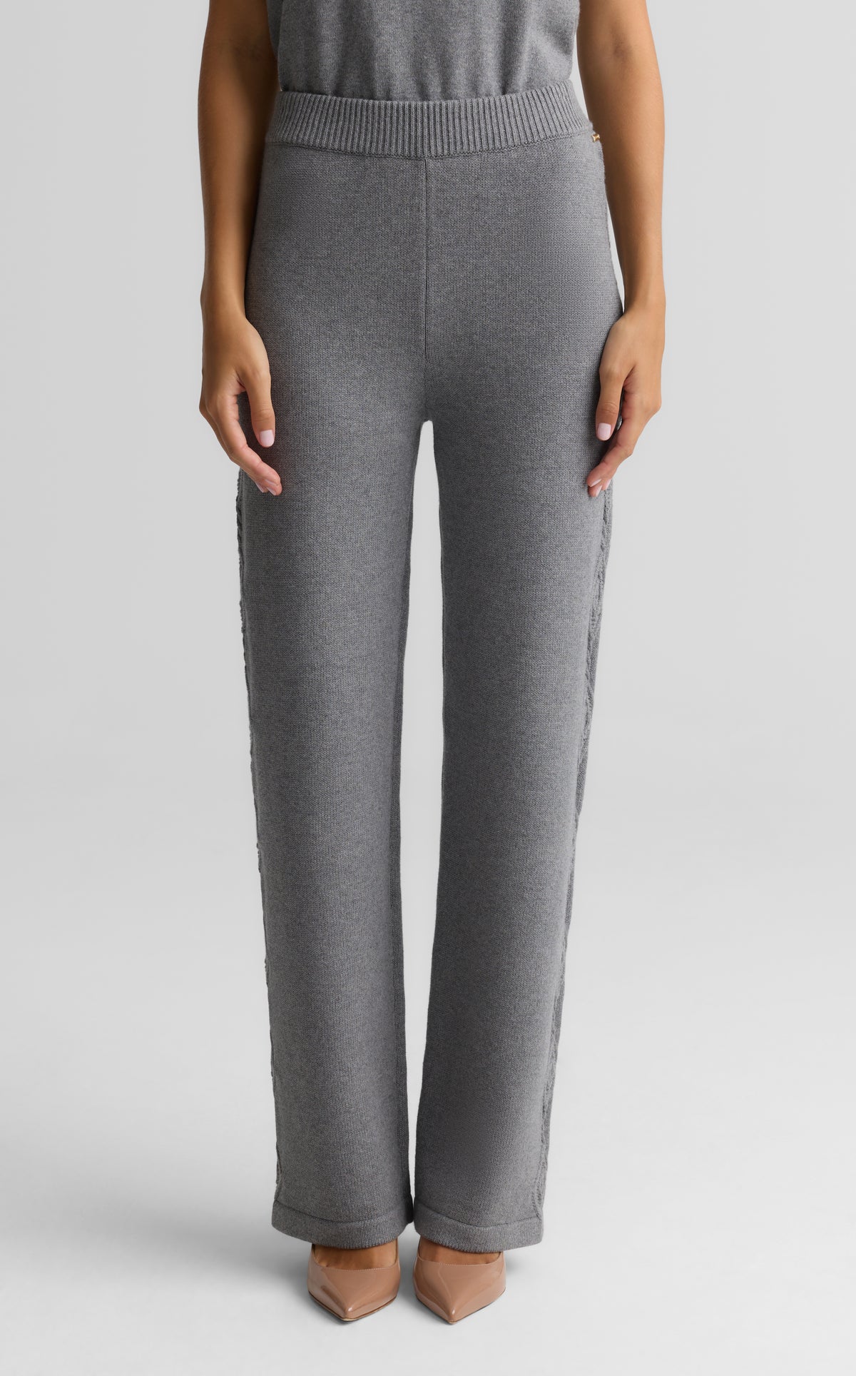 Cotton Cashmere Cable Knit Pants