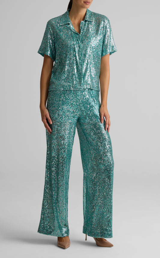 Sequin Short Sleeve Blouse
