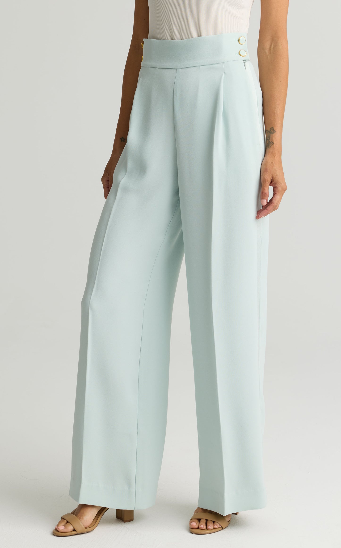 Satin Back Crepe Pant - Eucalyptus