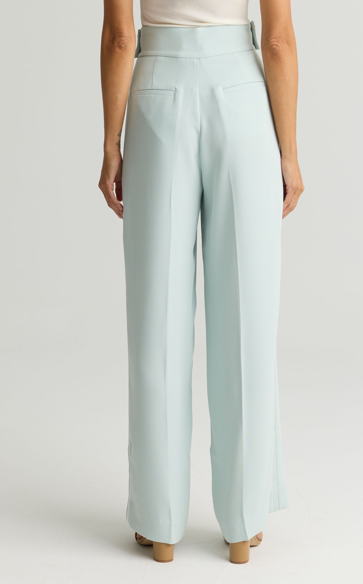Satin Back Crepe Pant - Eucalyptus